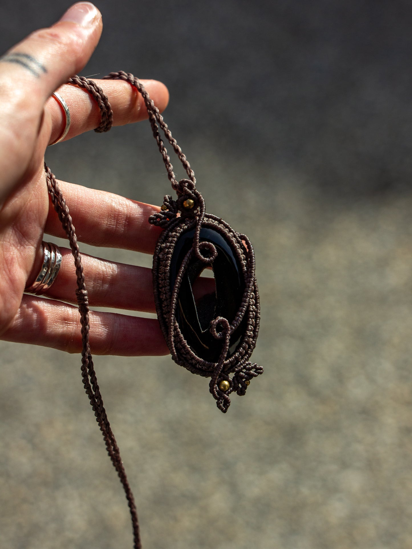 Druzy Onyx macrame necklace