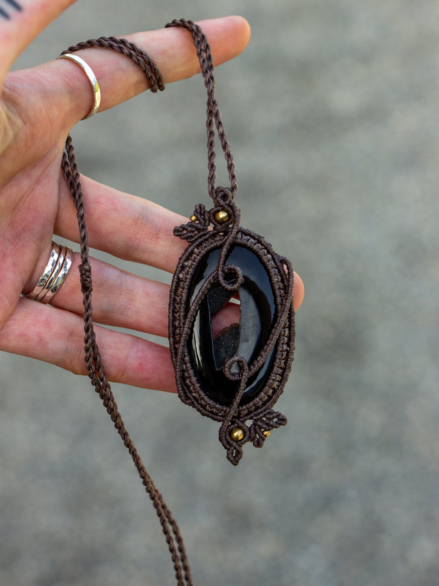 Druzy Onyx macrame necklace