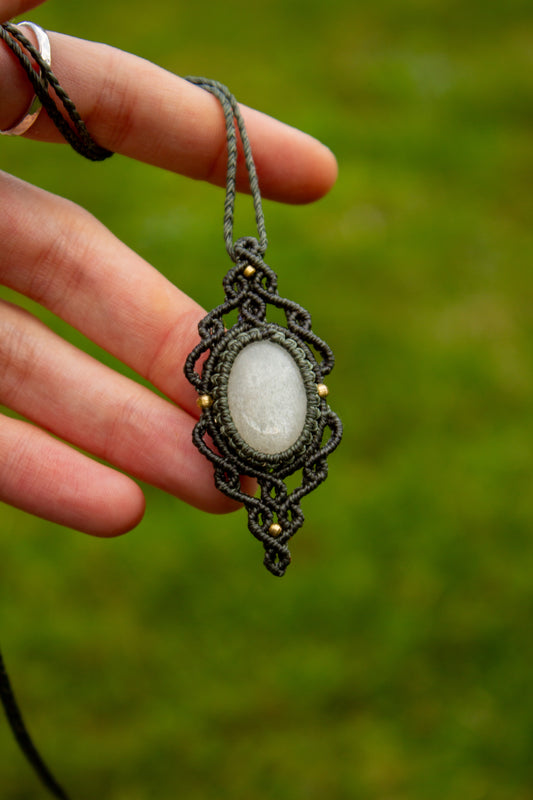 White Moonstone • macrame necklace