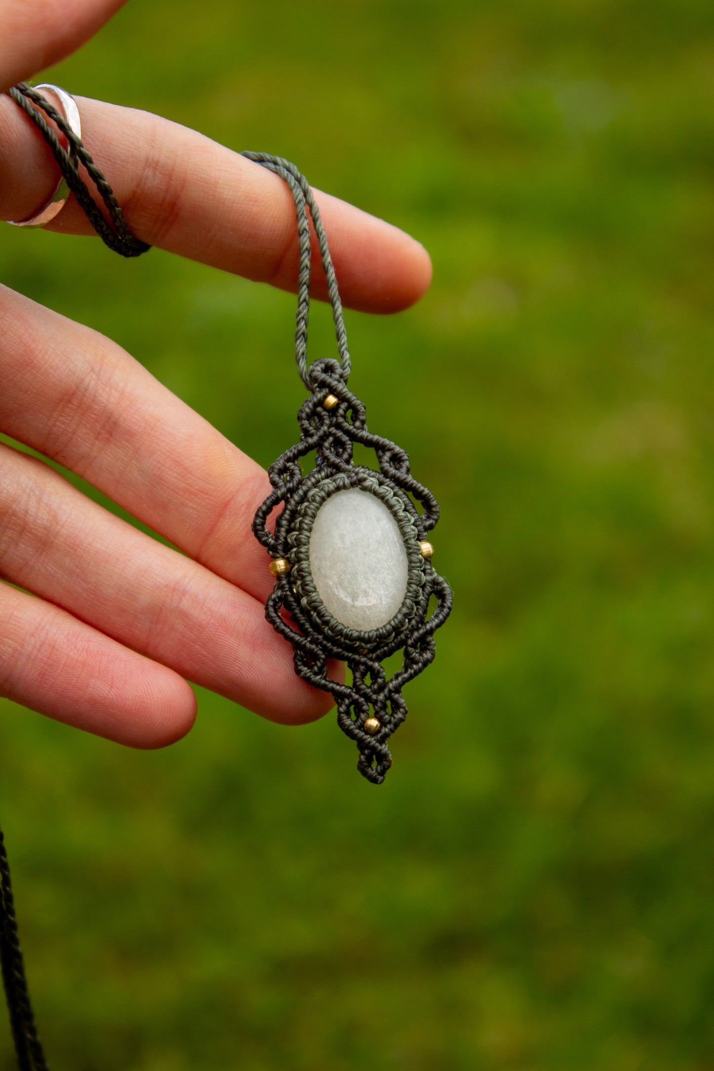White Moonstone • macrame necklace