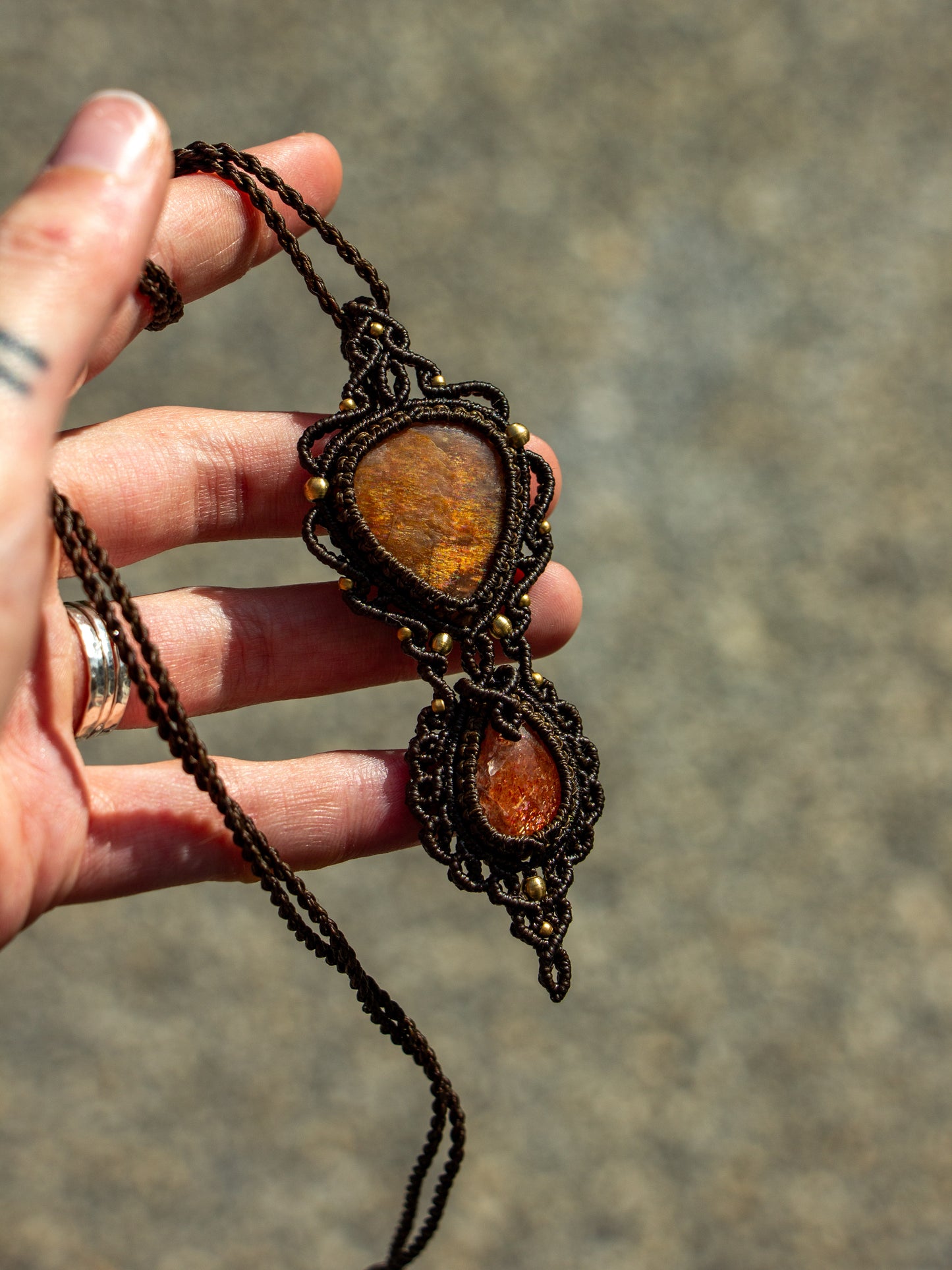 Saphire & Sunstone macrame necklace