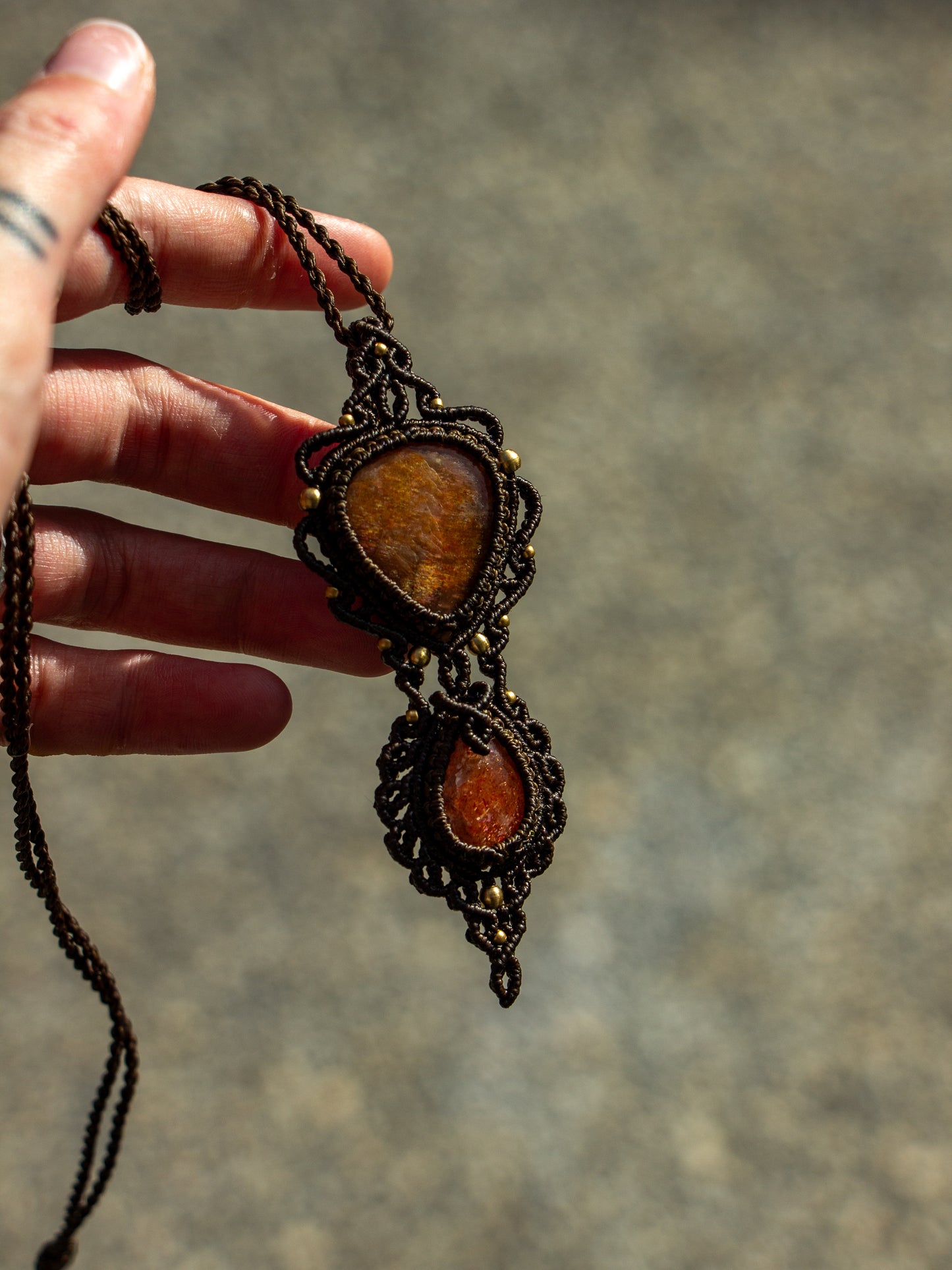 Saphire & Sunstone macrame necklace