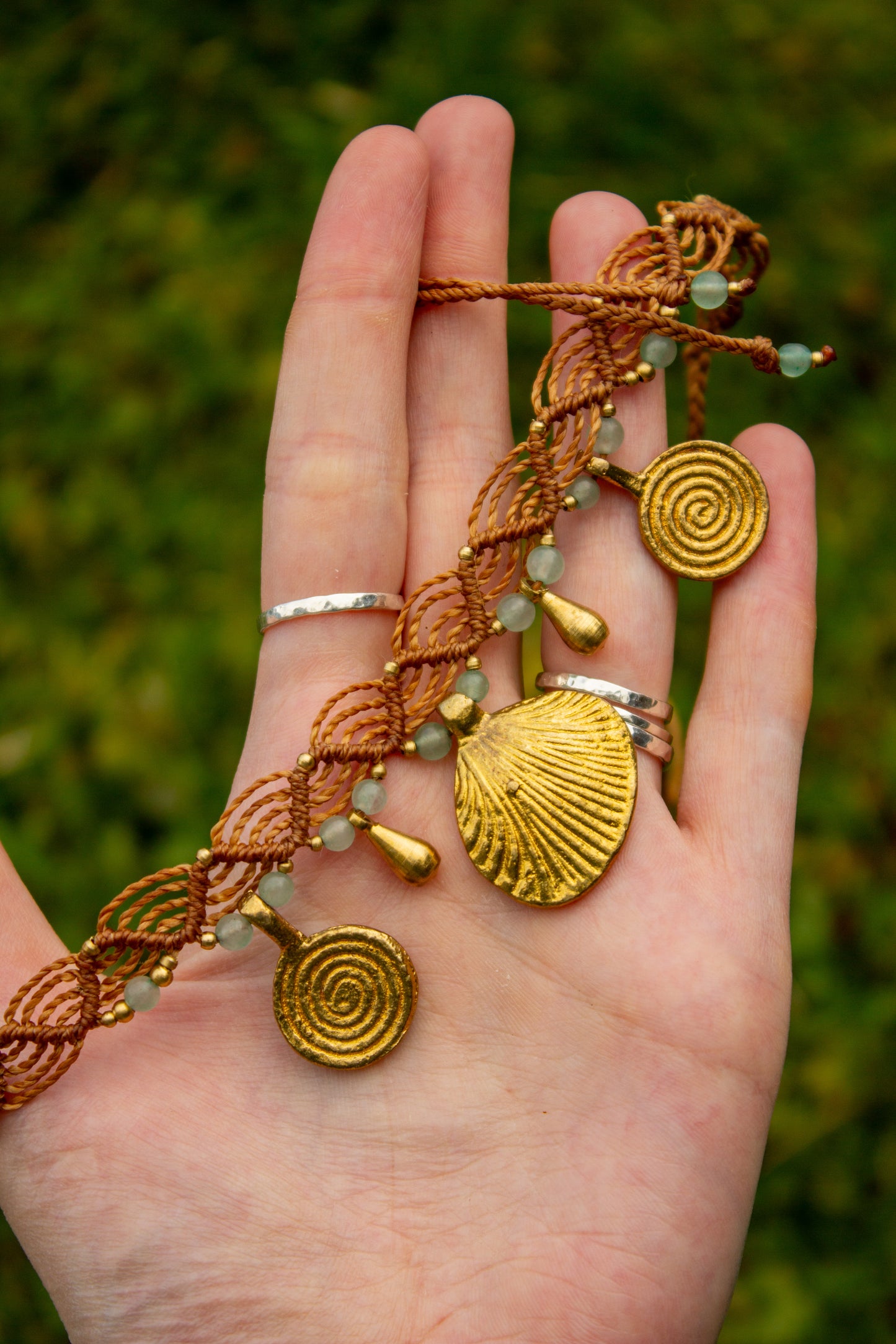 Amazonite & brass • macrame necklace