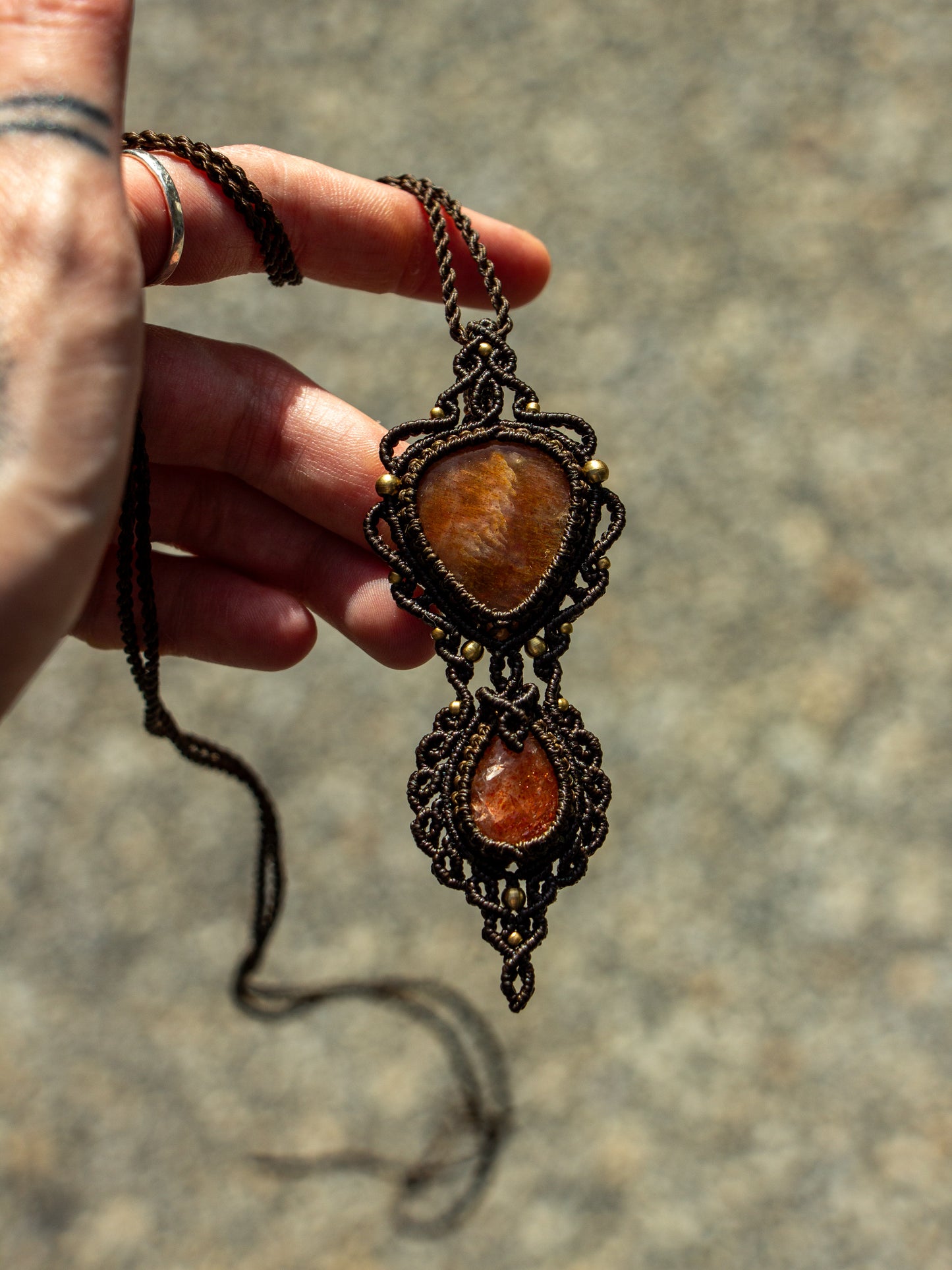 Saphire & Sunstone macrame necklace