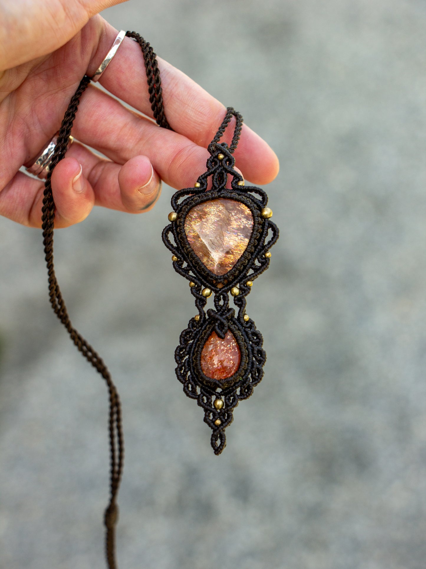Saphire & Sunstone macrame necklace