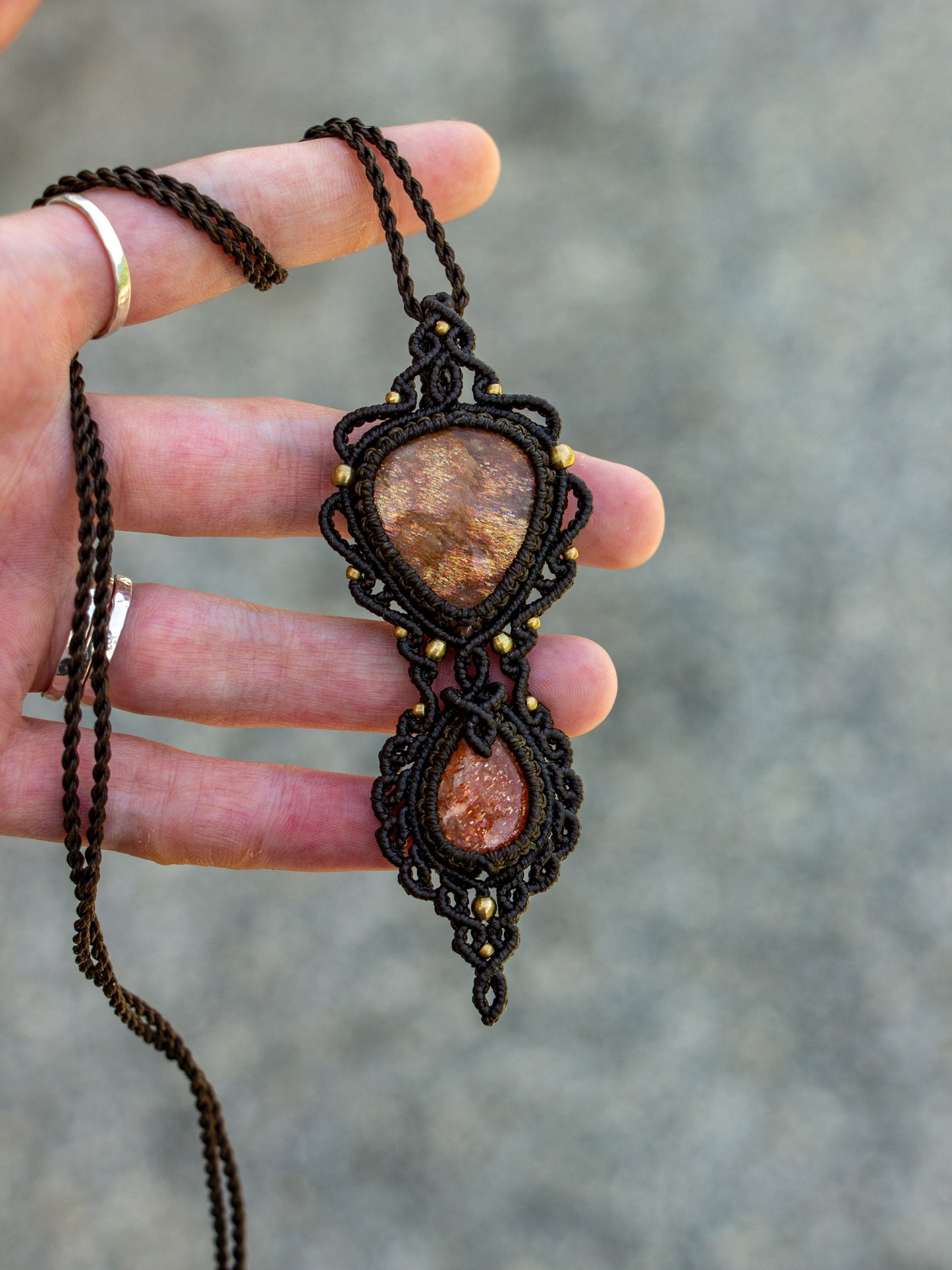 Saphire & Sunstone macrame necklace