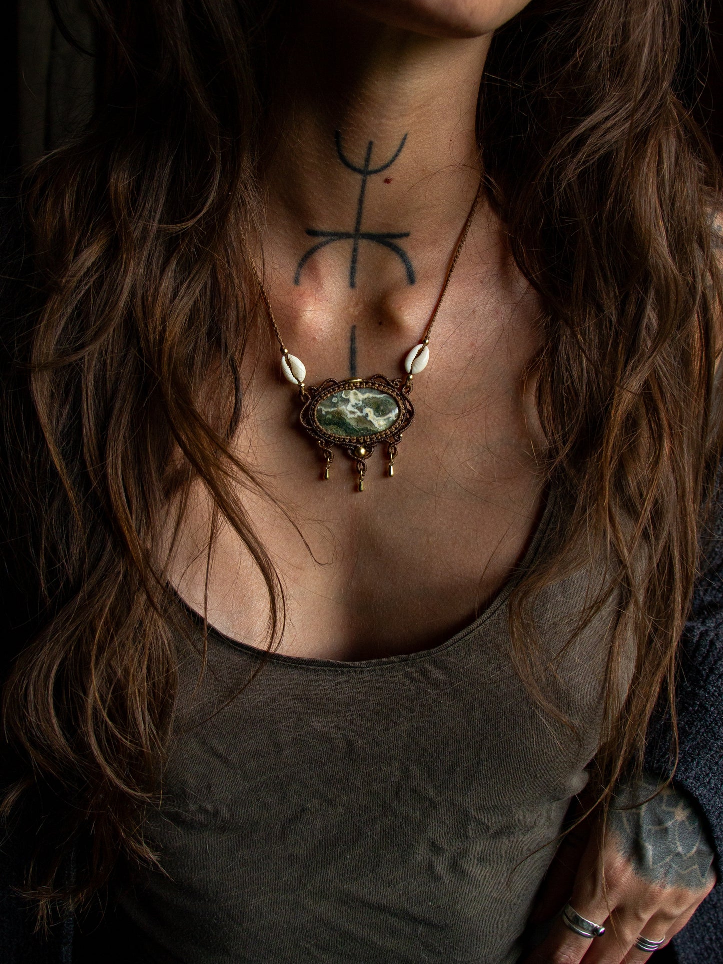 Ocean Jasper & cowrie shell necklace
