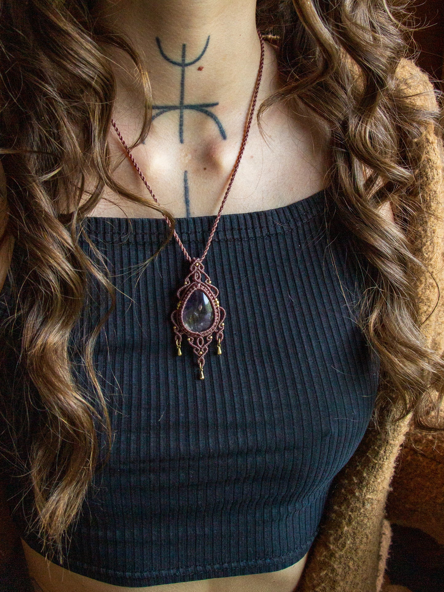 Ametrine macrame necklace