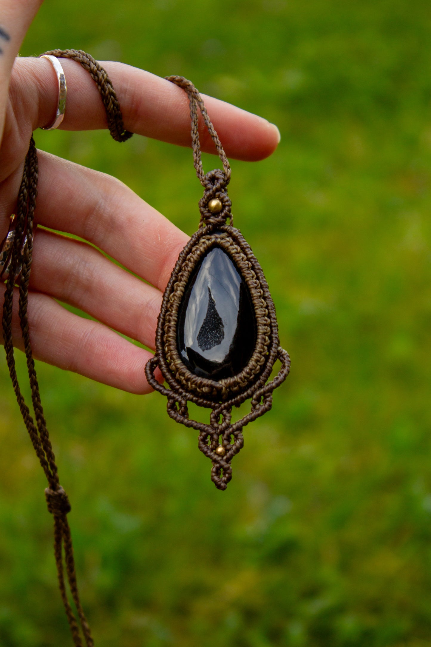Druzy Onyx macrame necklace