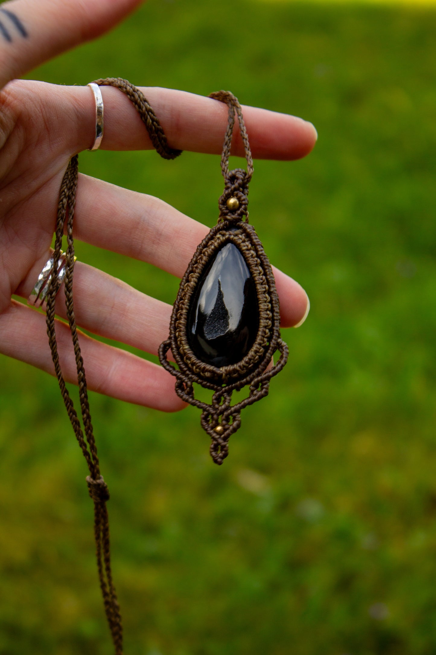 Druzy Onyx macrame necklace