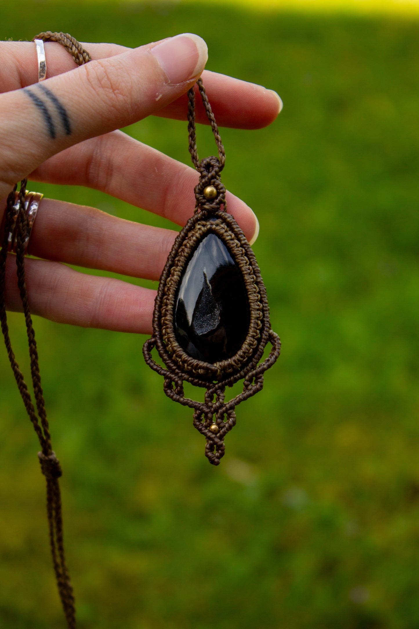 Druzy Onyx macrame necklace