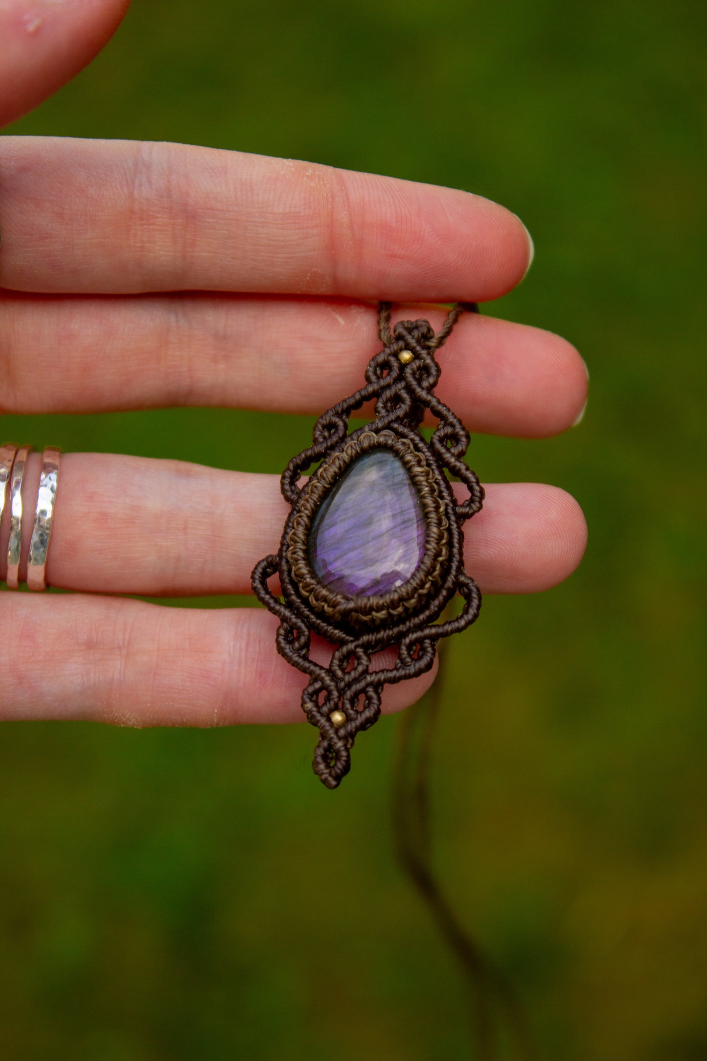 Labradorite macrame necklace