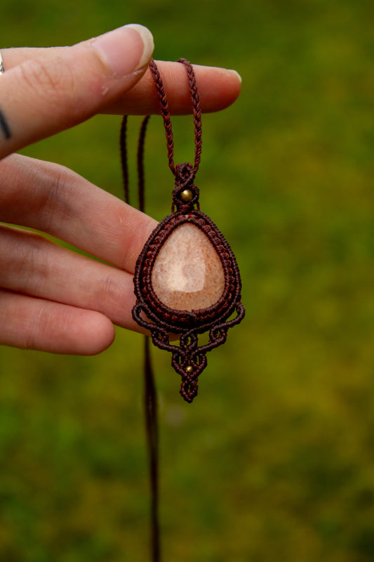Peach Amazonite macrame necklace