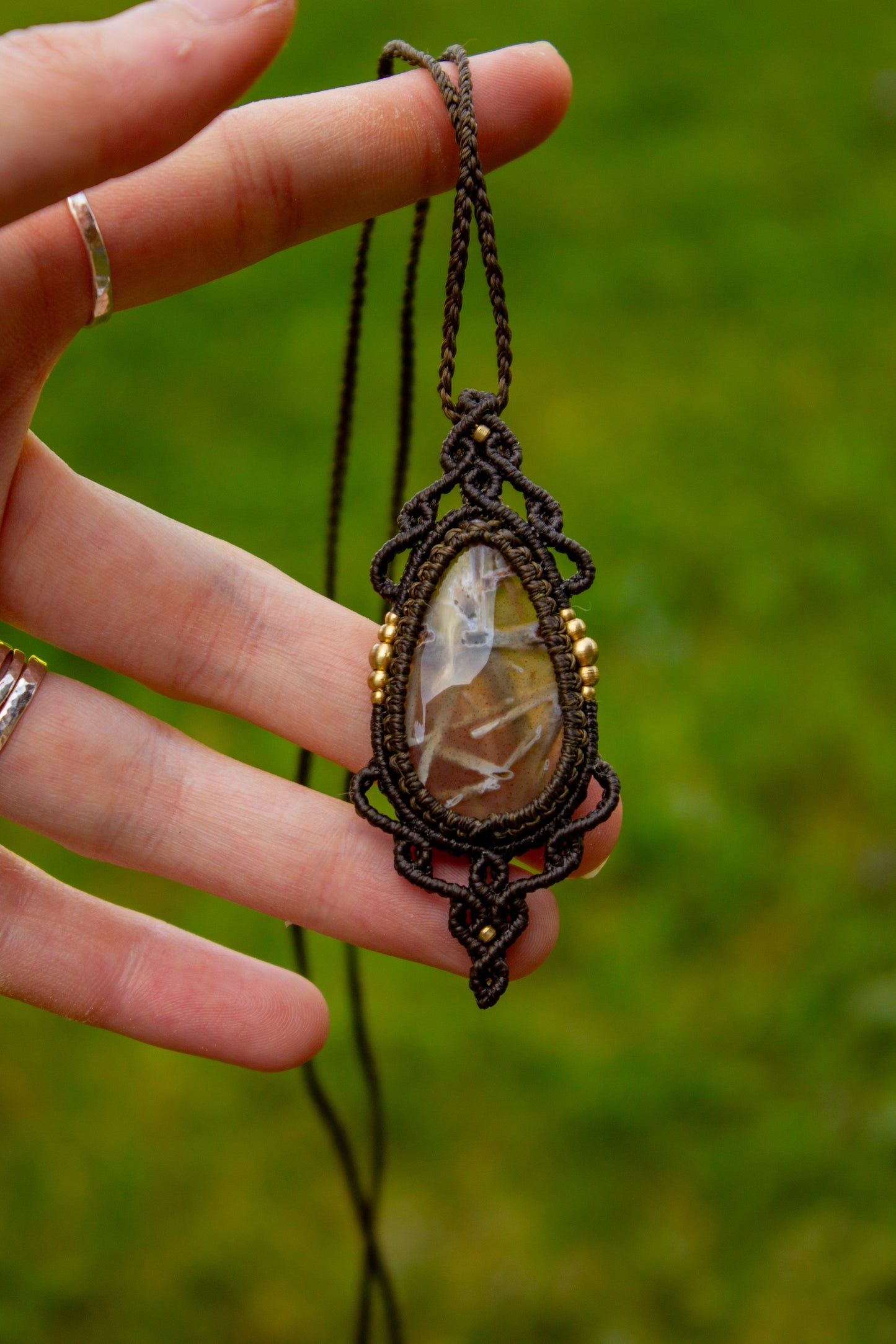 Stick Agate macrame necklace