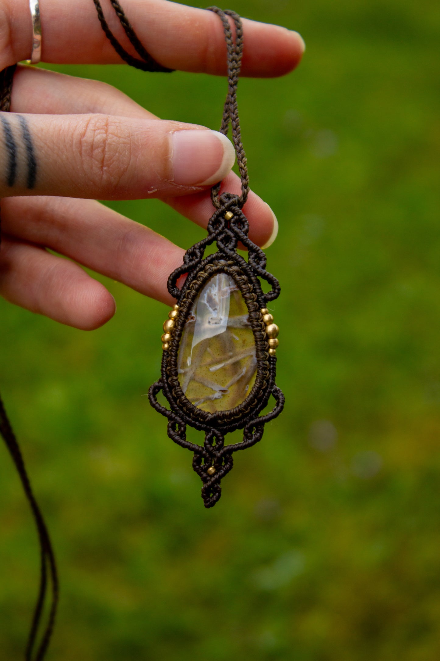 Stick Agate macrame necklace