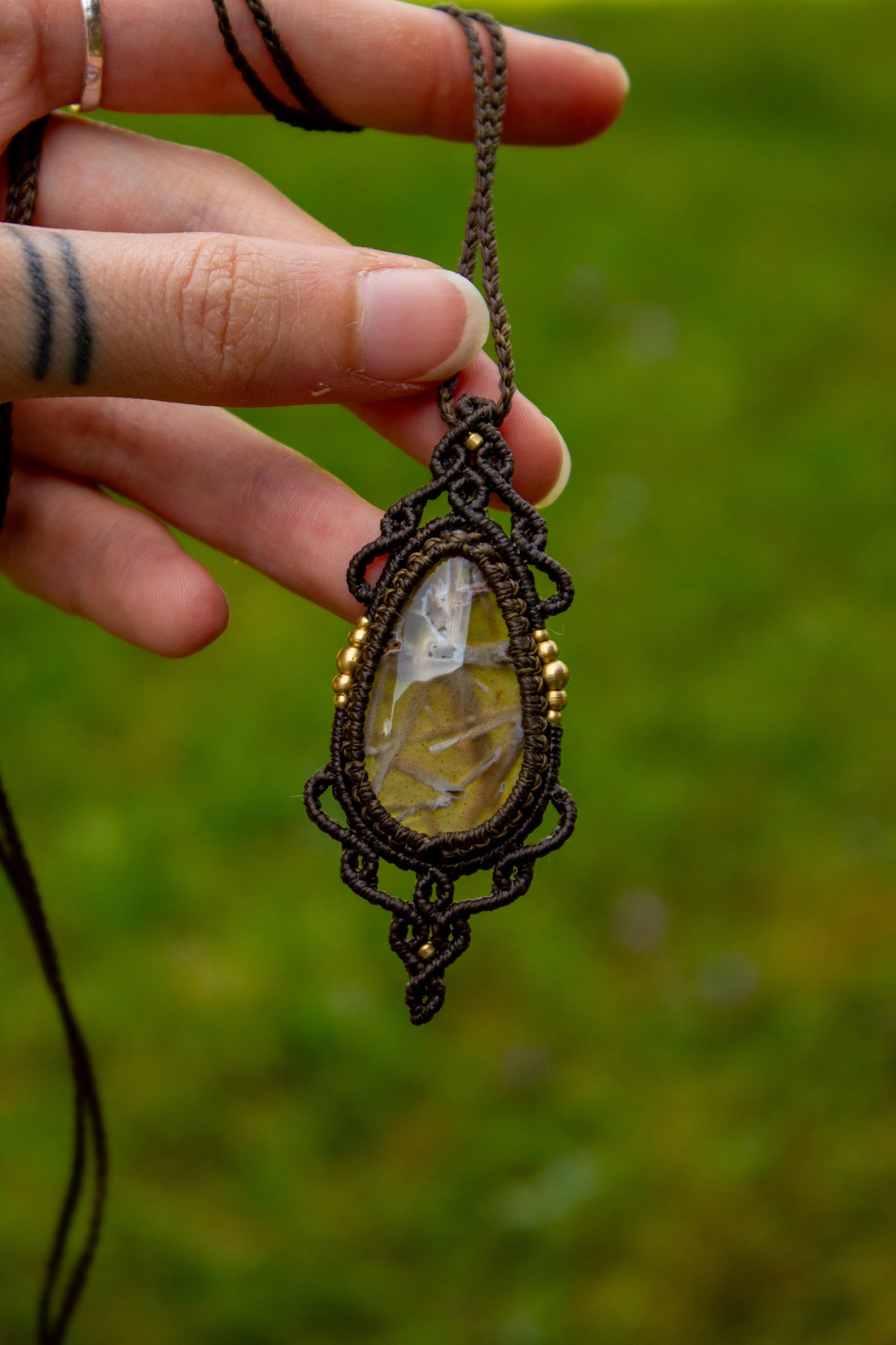 Stick Agate macrame necklace