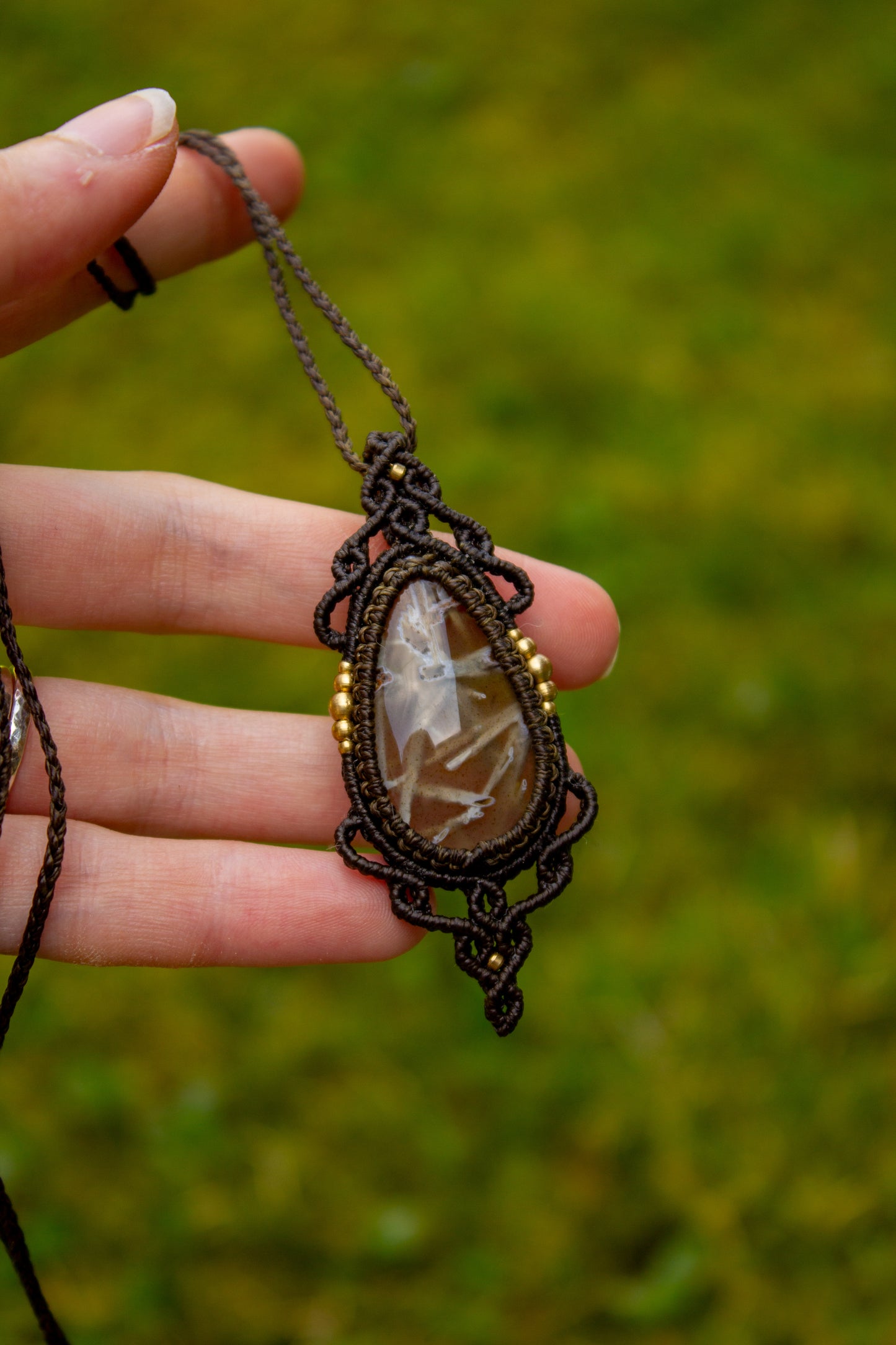Stick Agate macrame necklace
