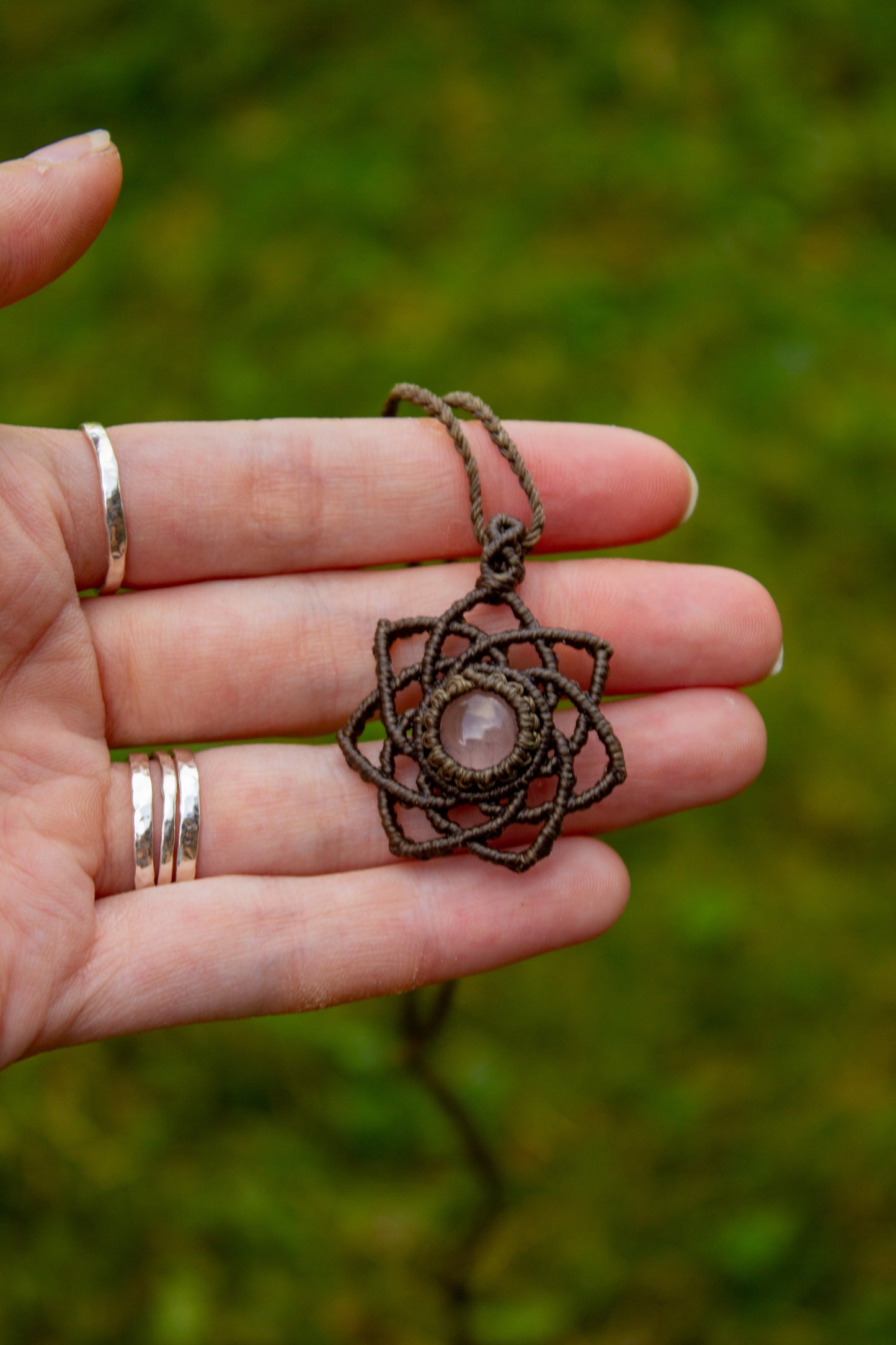 Rose Quartz macrame necklace
