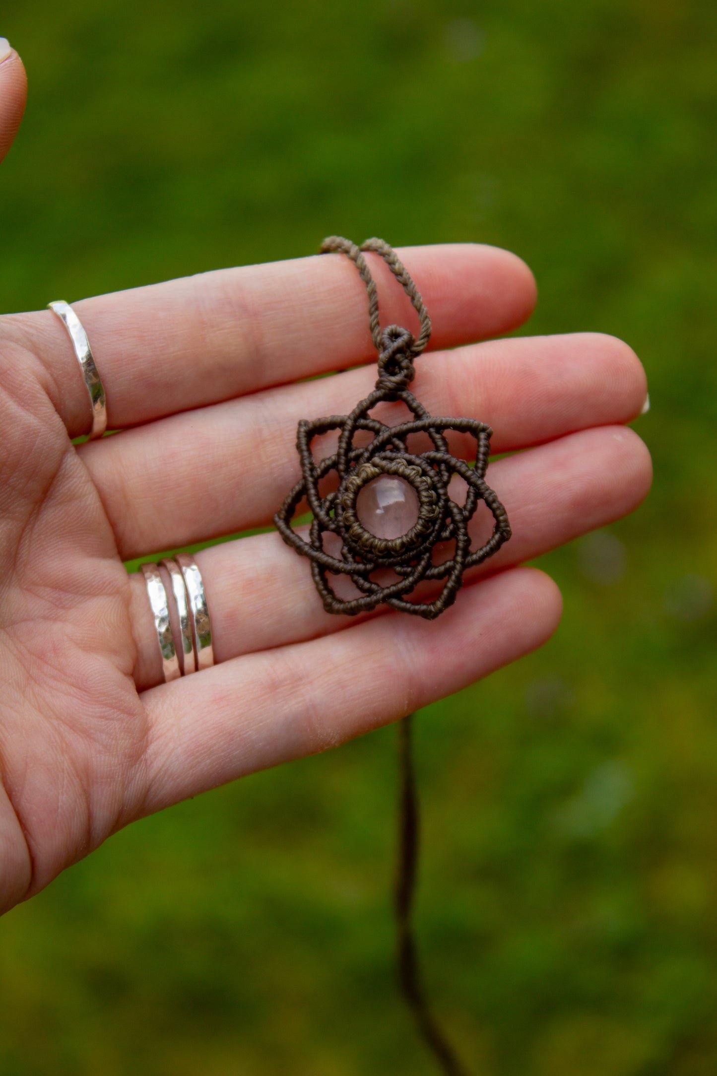 Rose Quartz macrame necklace