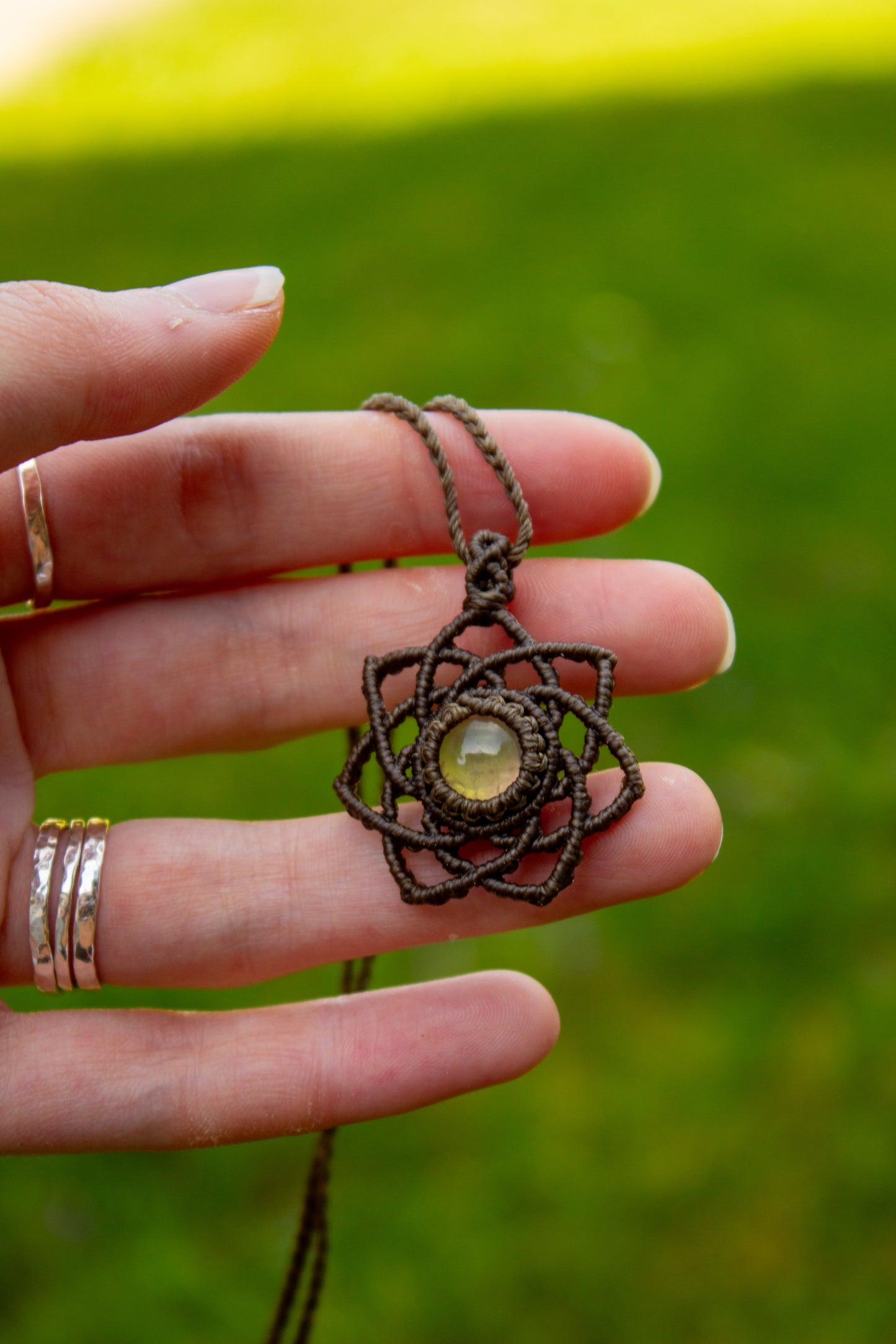 Rose Quartz macrame necklace