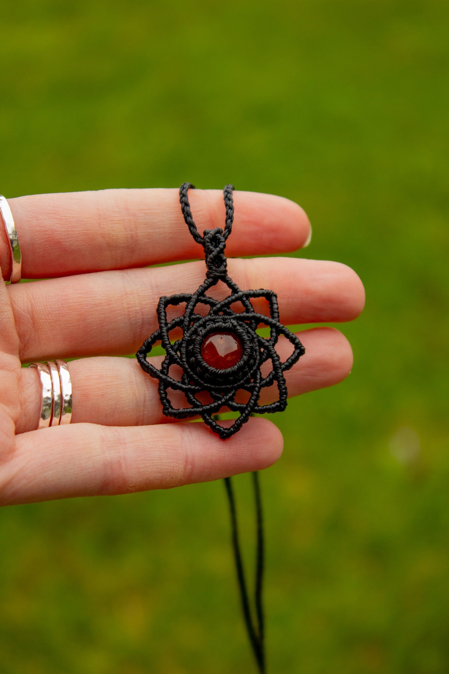 Carnelian macrame necklace