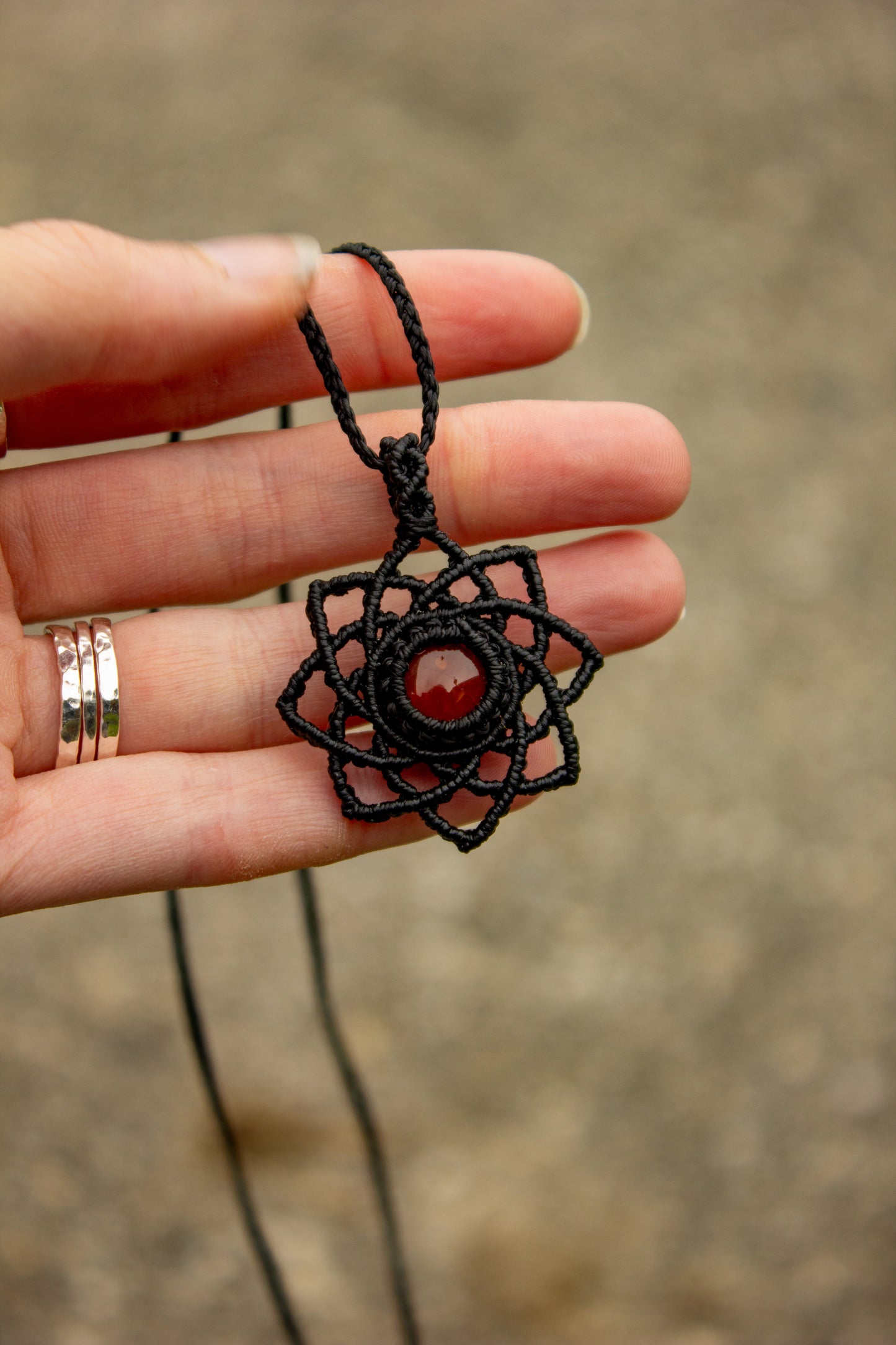 Carnelian macrame necklace