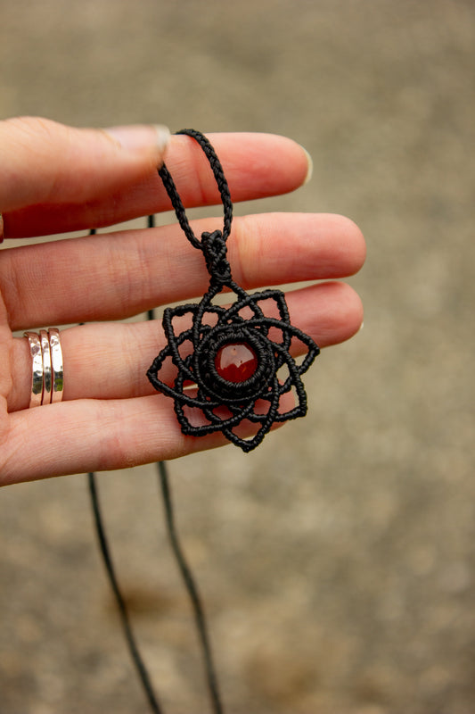 Carnelian macrame necklace