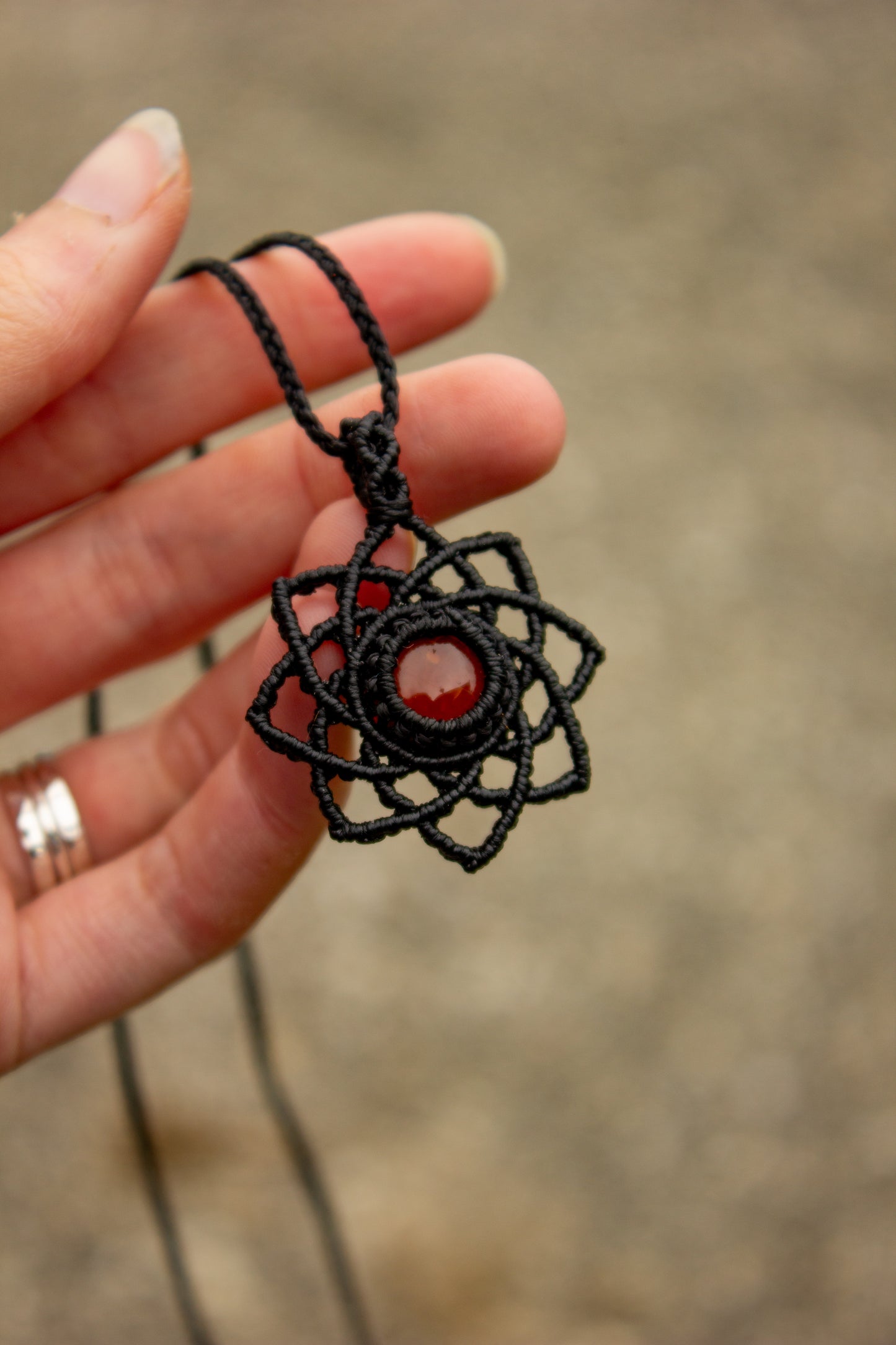 Carnelian macrame necklace