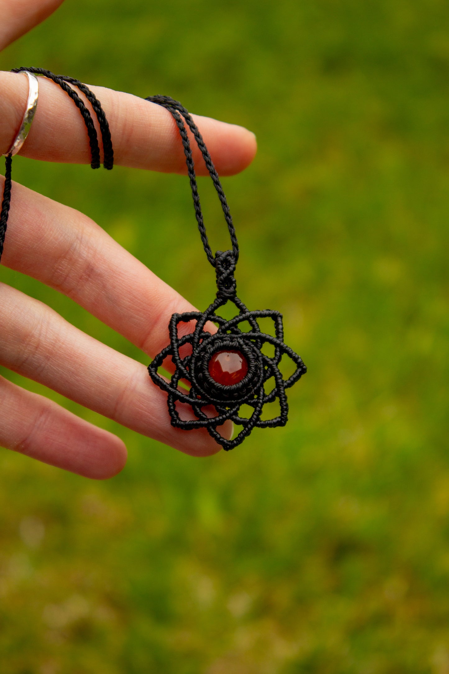 Carnelian macrame necklace