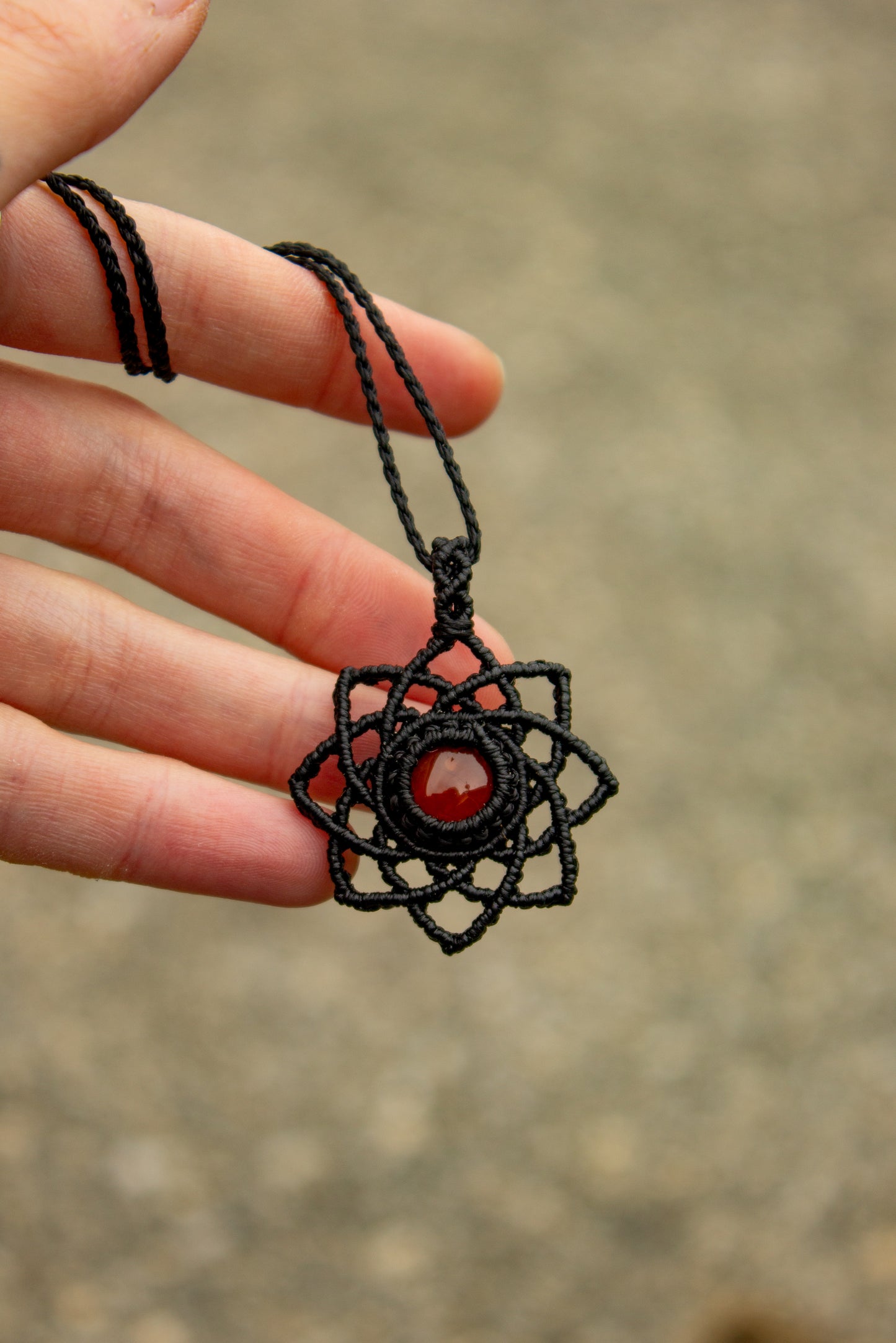 Carnelian macrame necklace