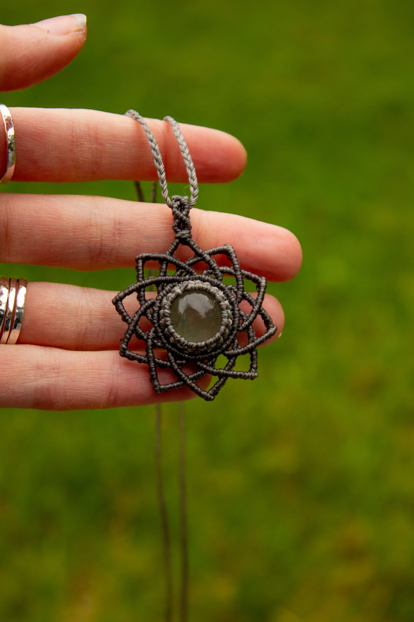 Green Fluorite macrame necklace