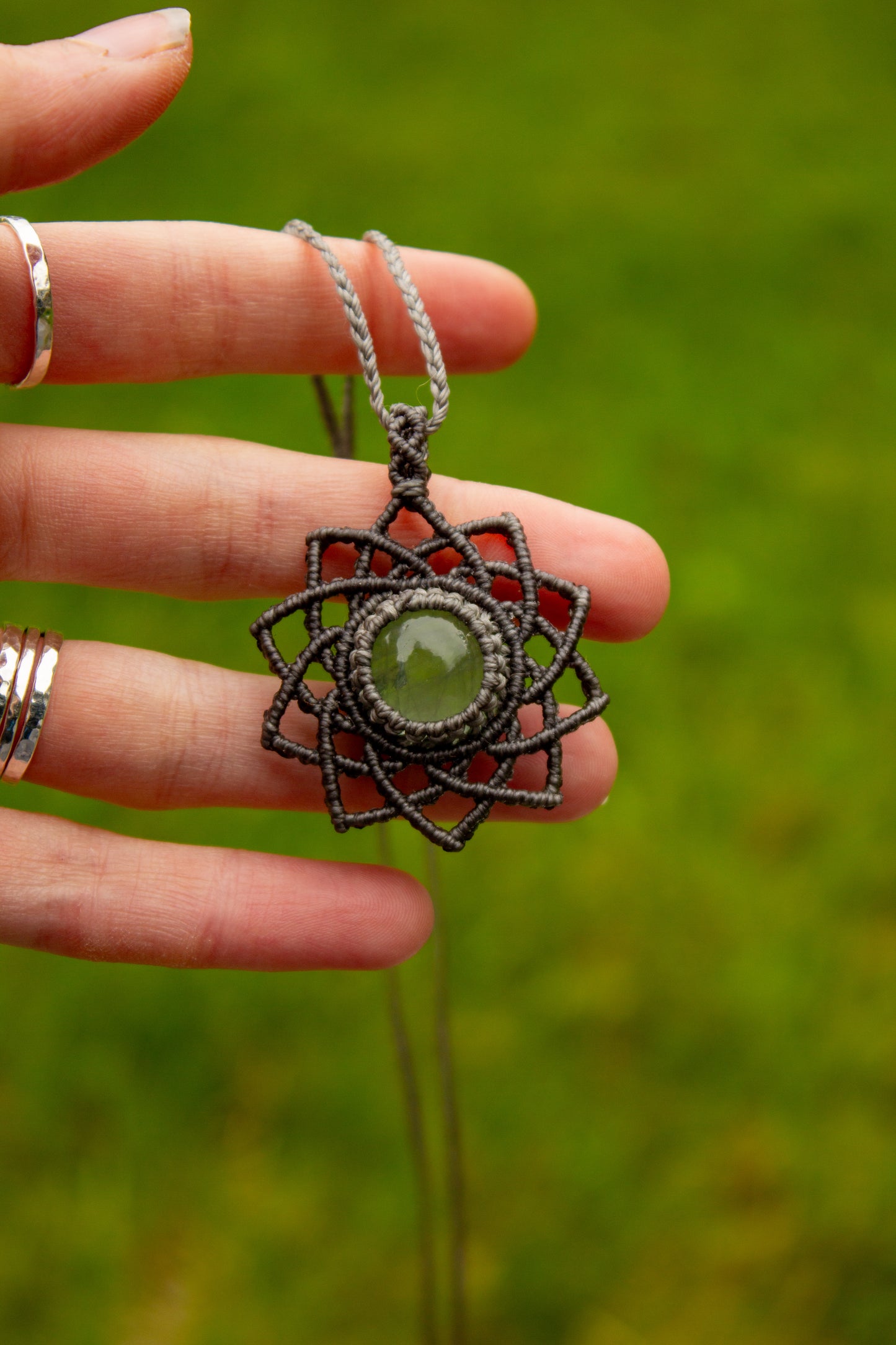 Green Fluorite macrame necklace