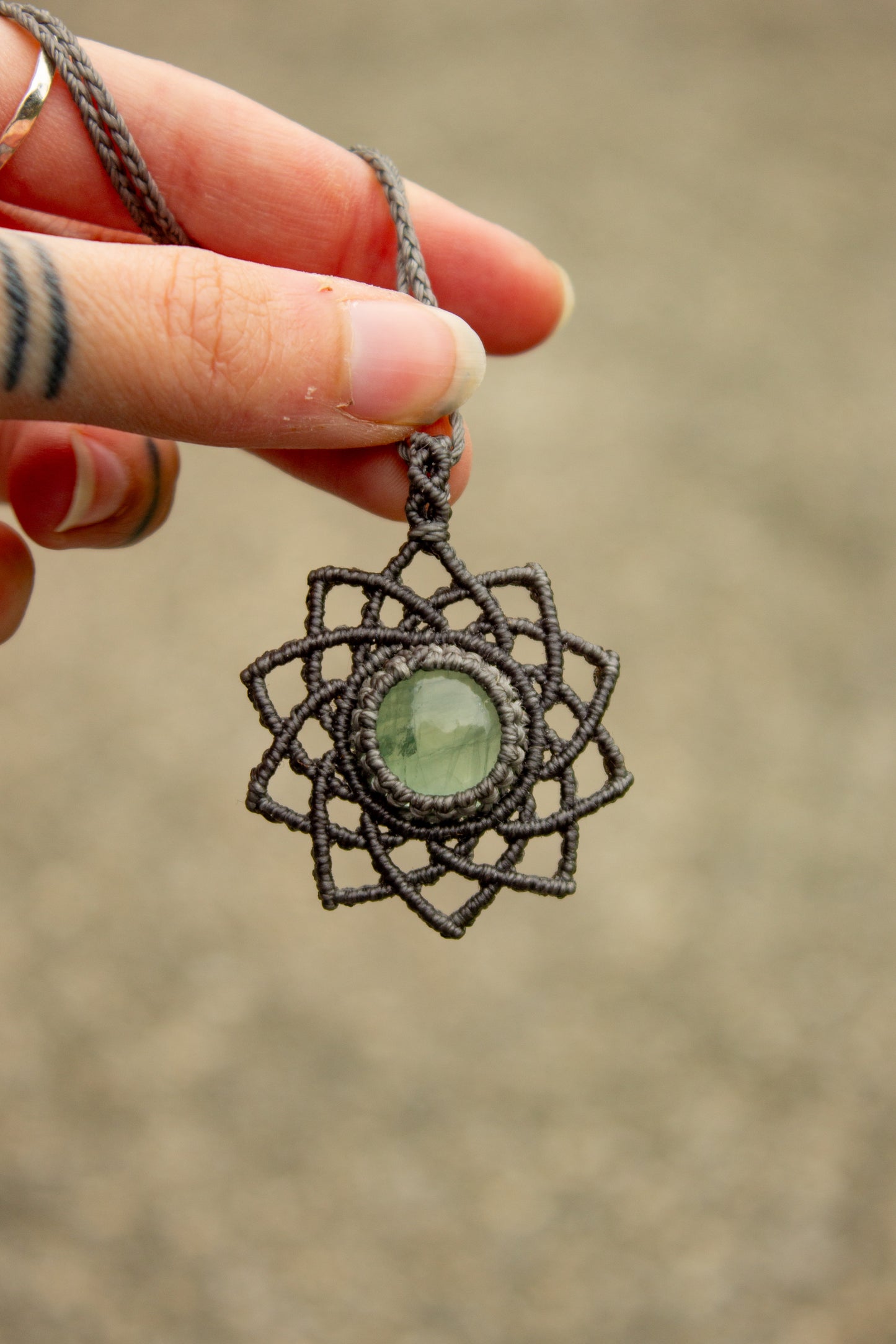 Green Fluorite macrame necklace