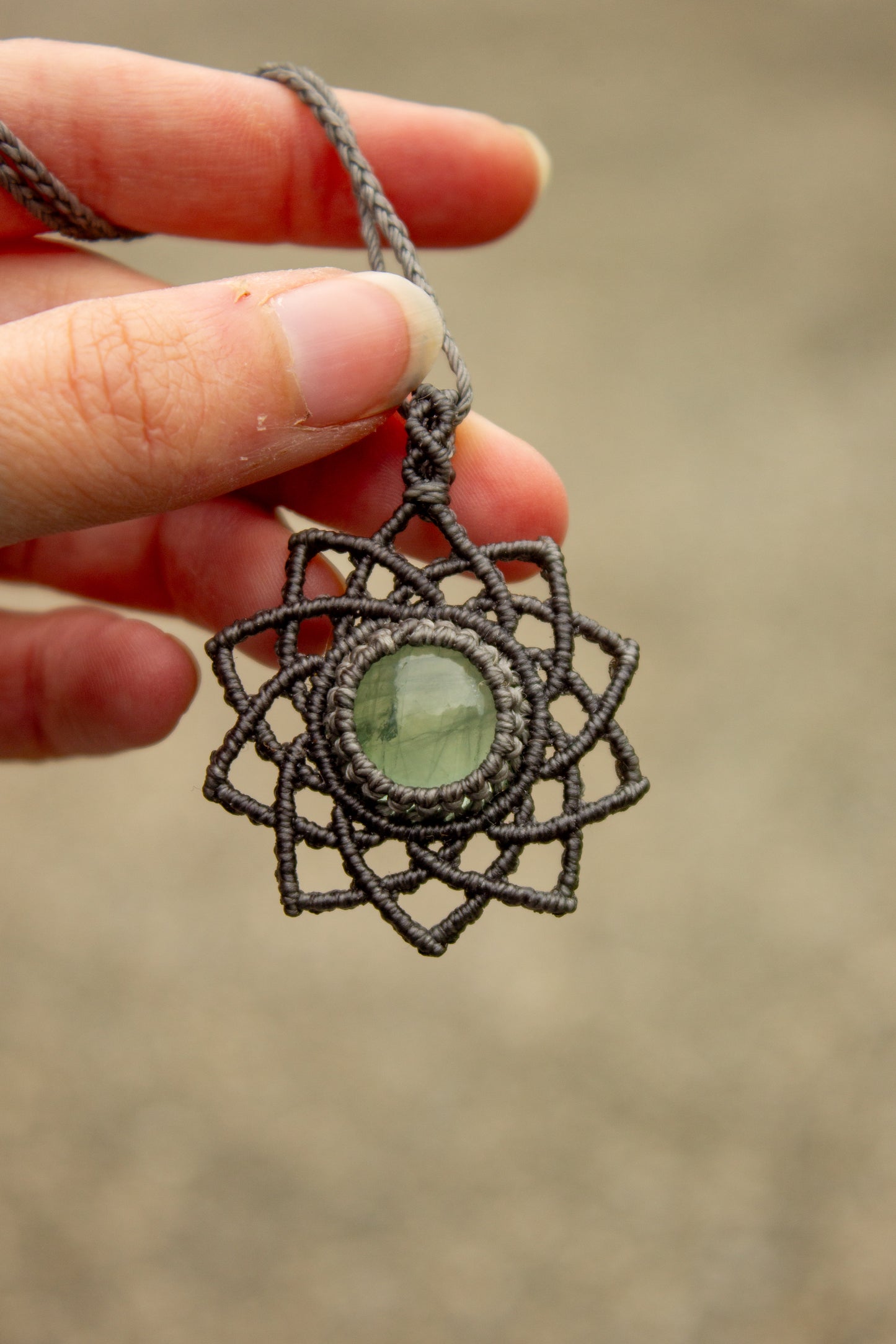 Green Fluorite macrame necklace