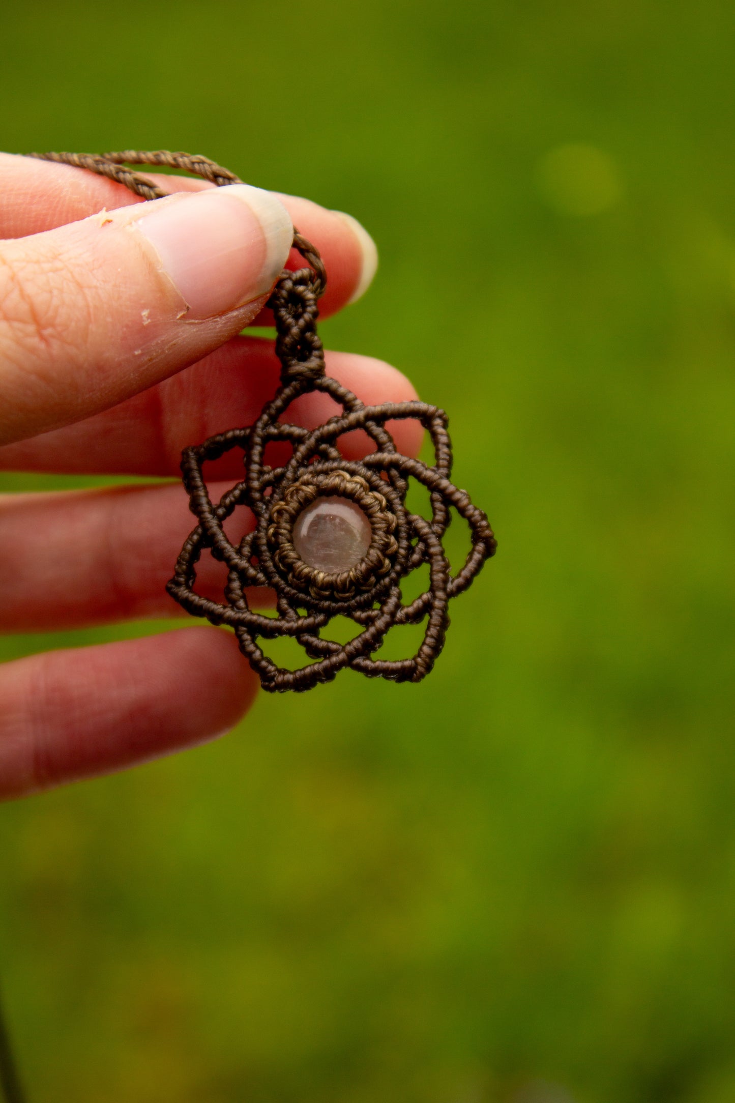 Rose Quartz macrame necklace