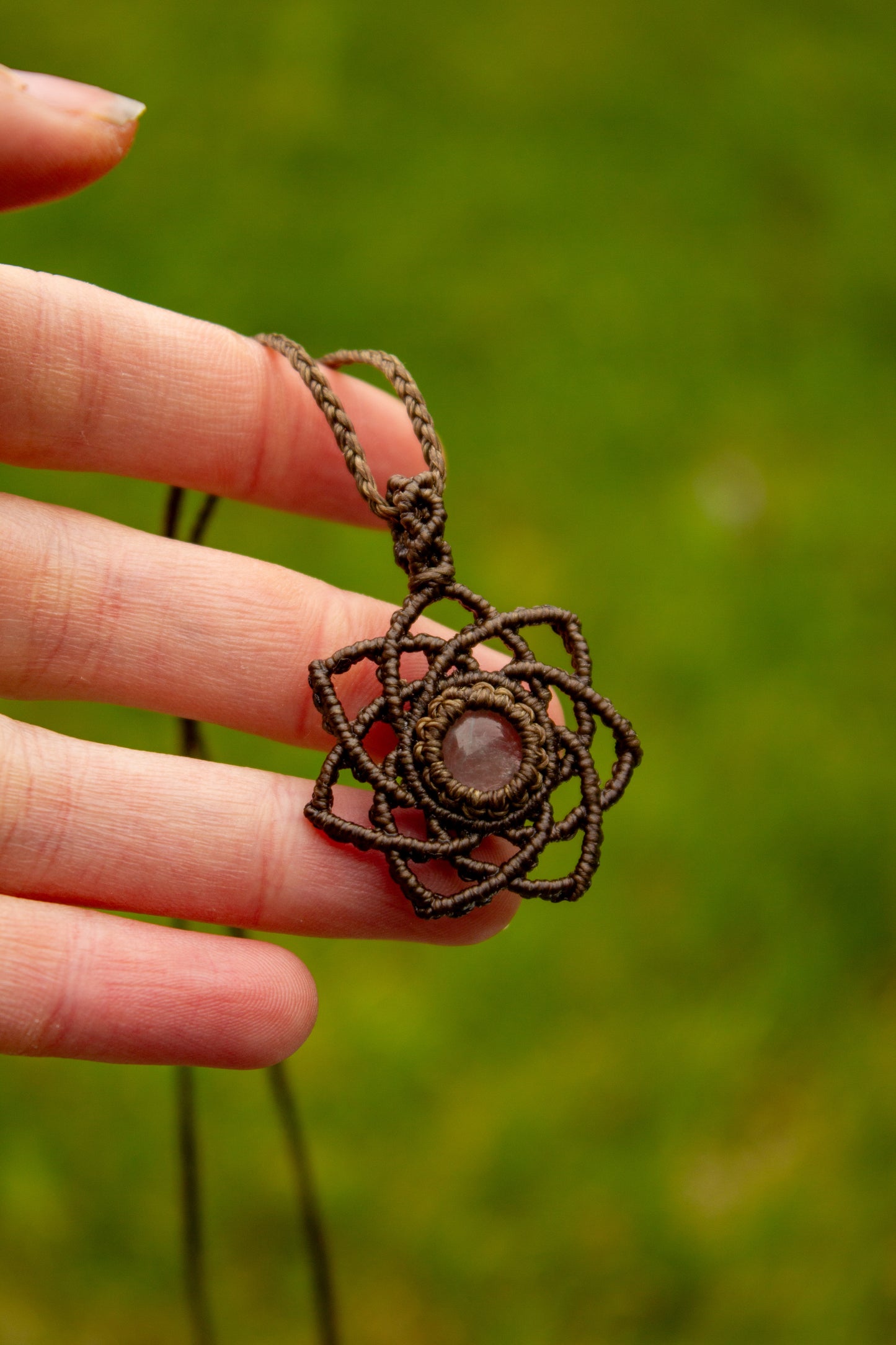 Rose Quartz macrame necklace
