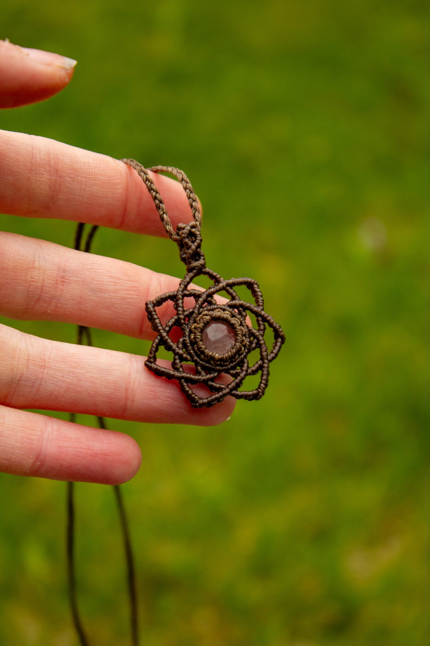 Rose Quartz macrame necklace