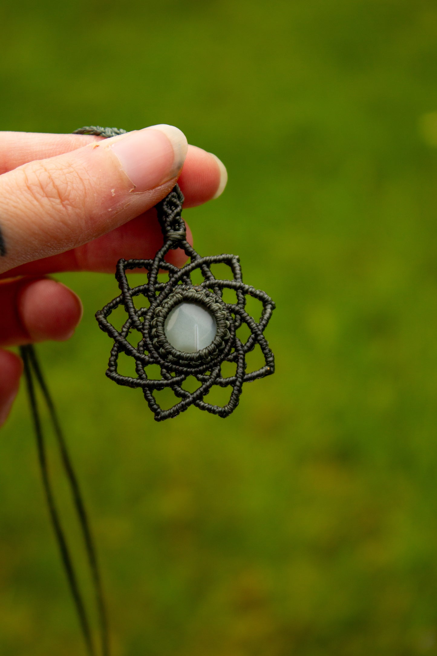 Grey Moonstone macrame necklace