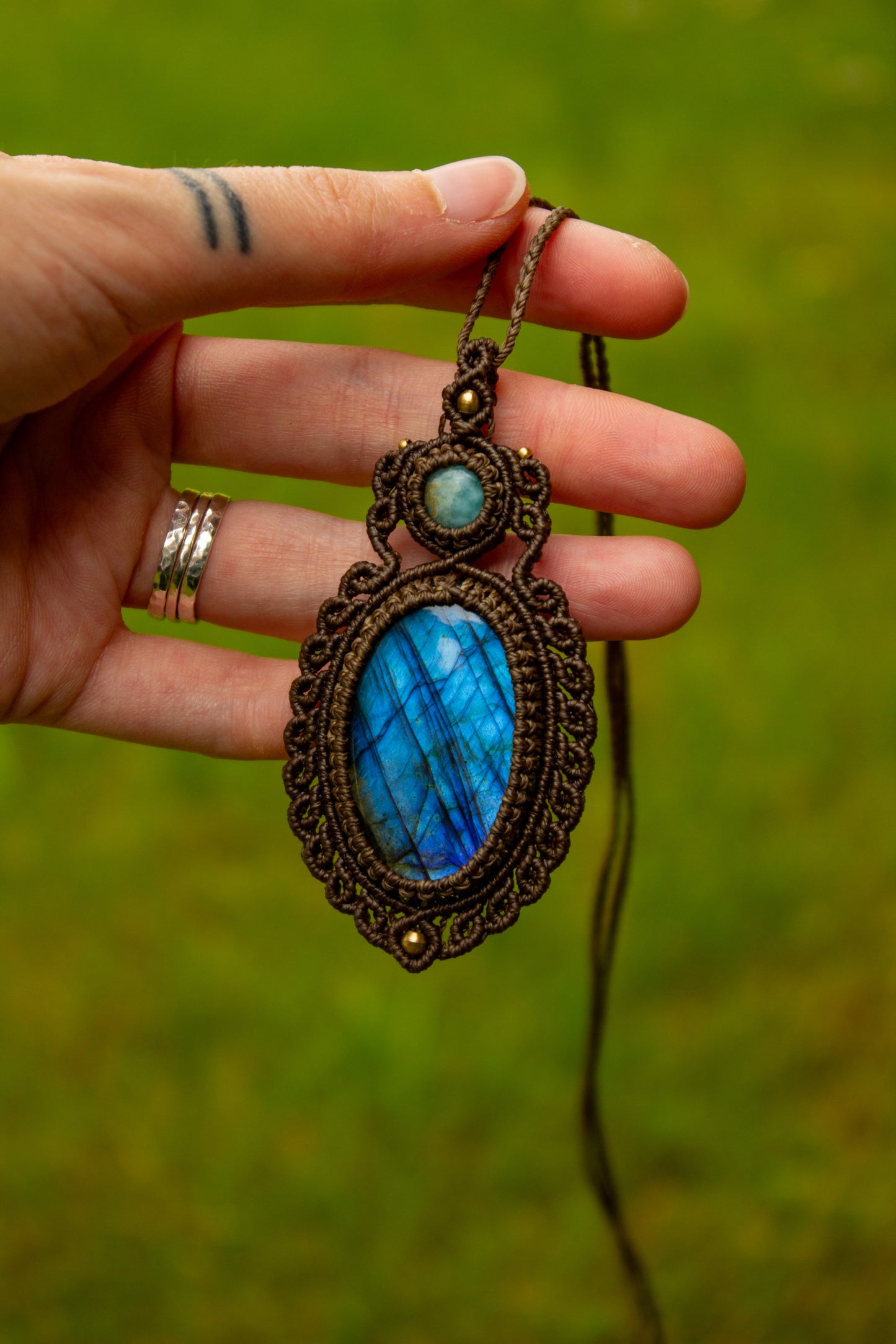 Larimar & Labradorite macrame necklace