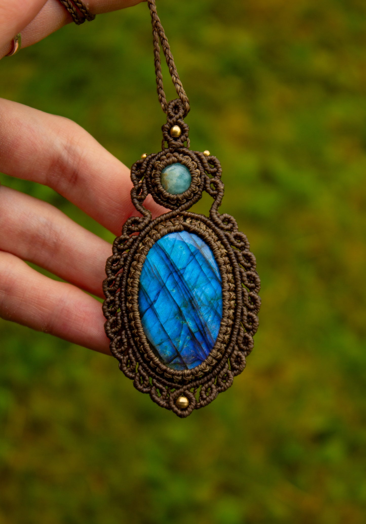 Larimar & Labradorite macrame necklace