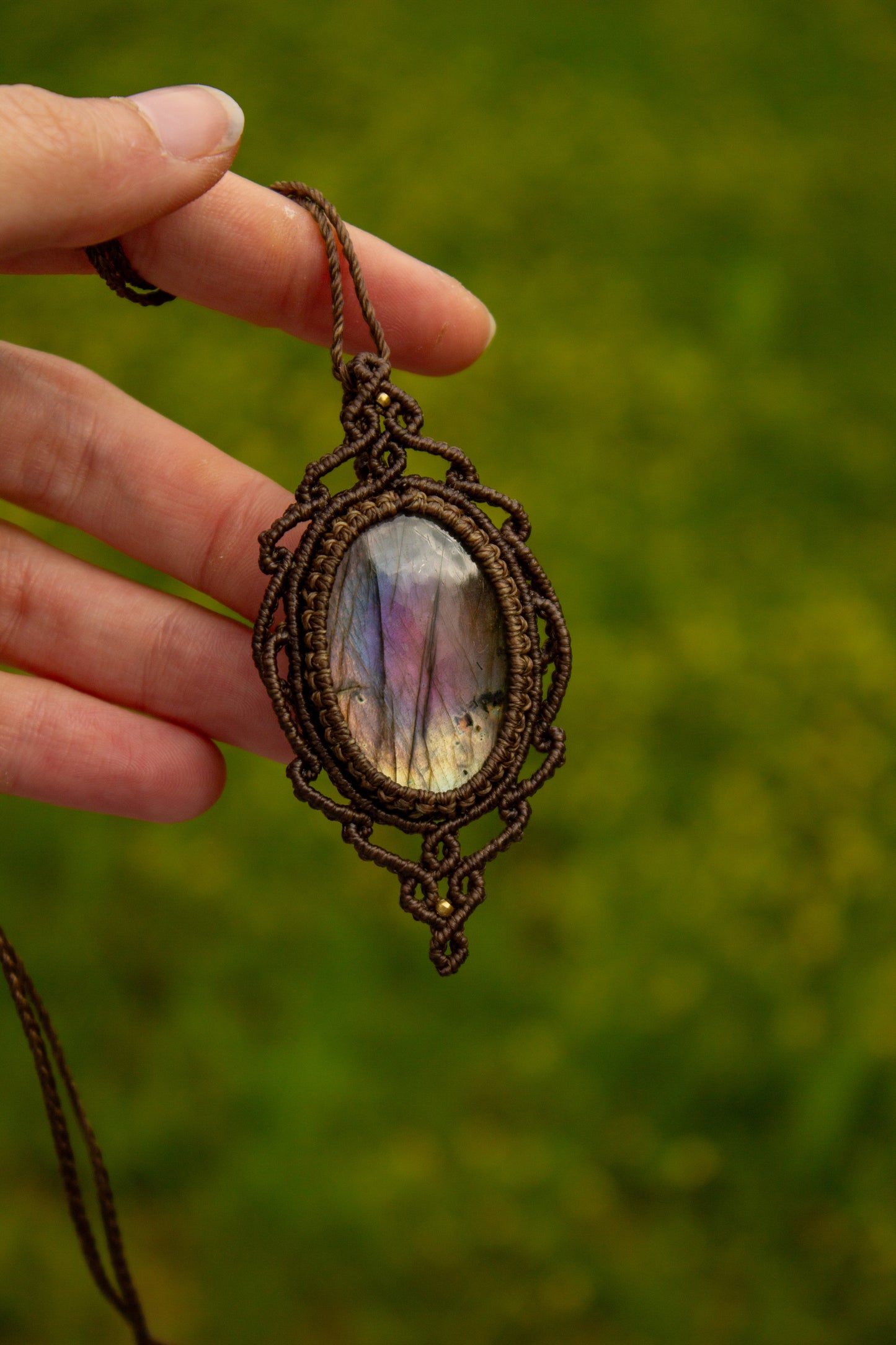 Labradorite macrame necklace