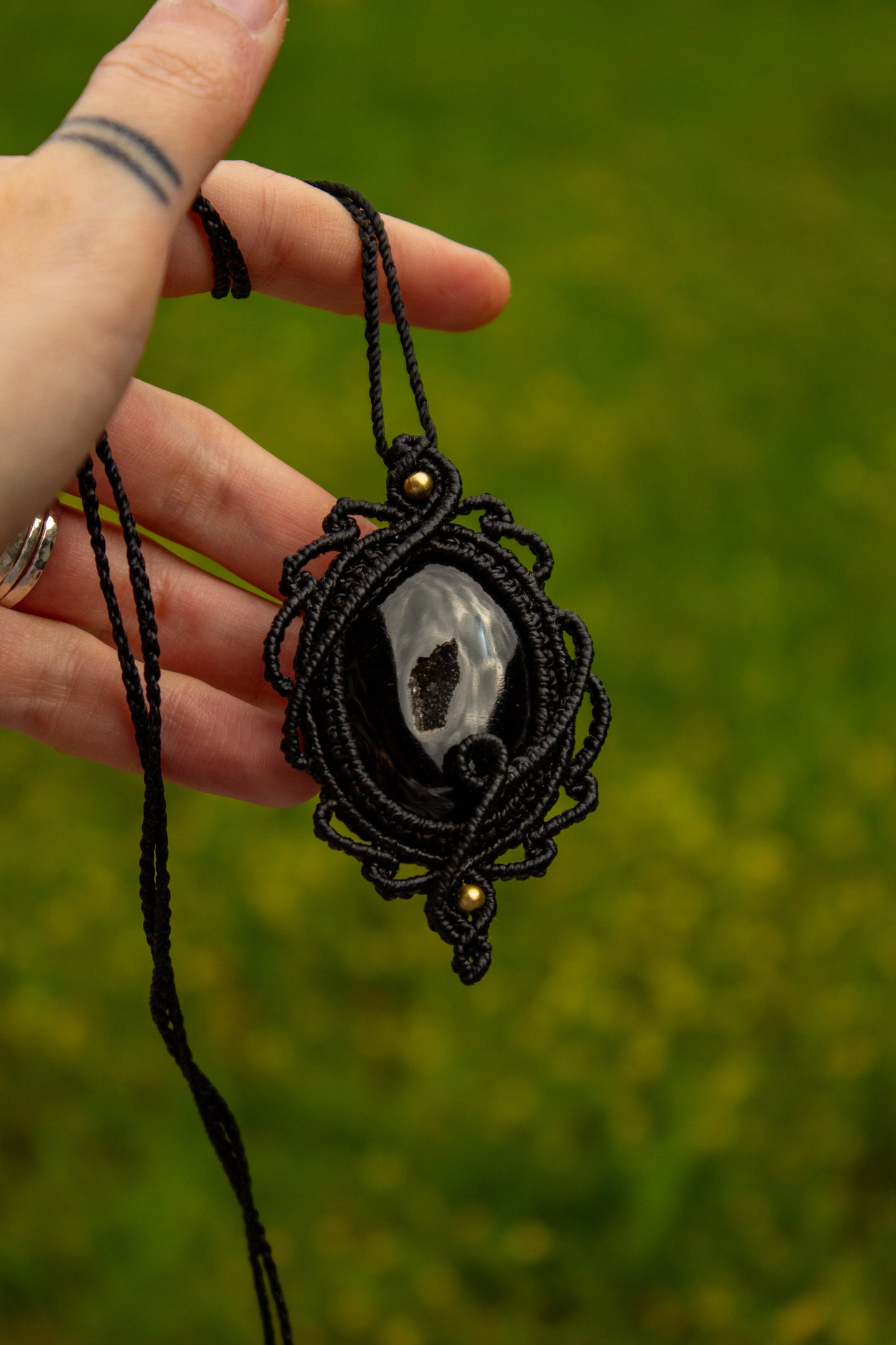 Black Onyx macrame necklace