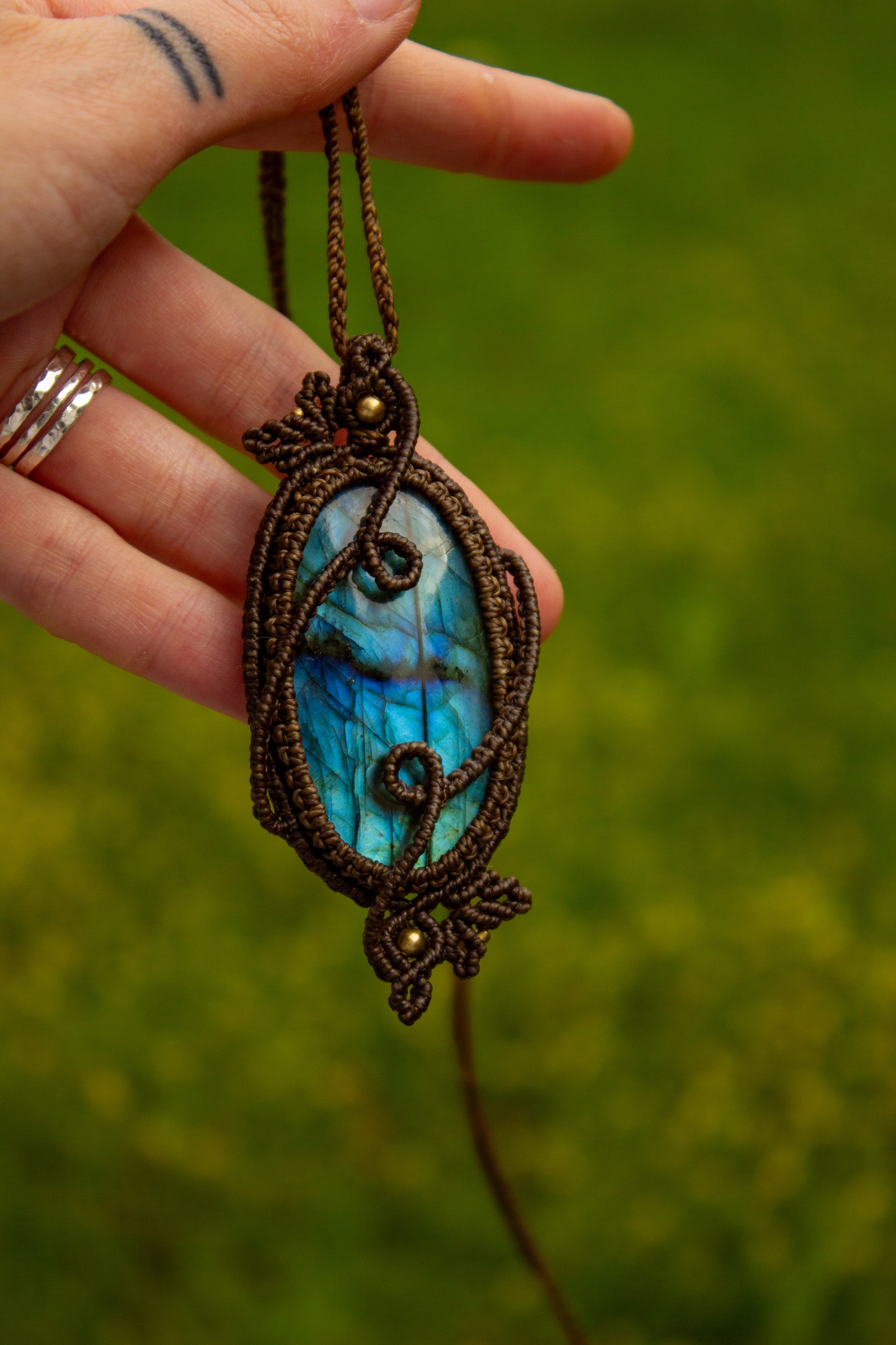 Labradorite macrame necklace