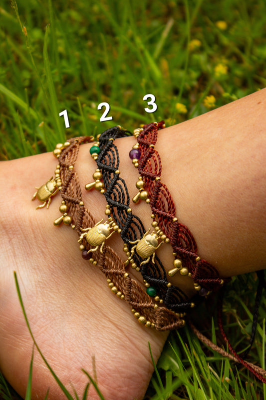 beetle macrame anklet