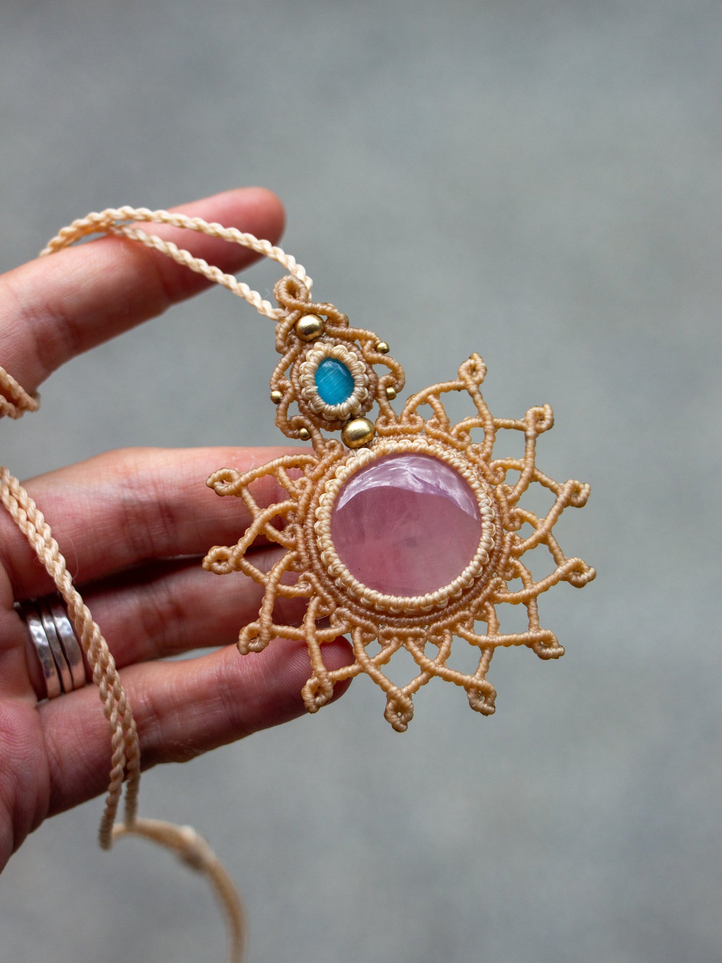 Blue Cat's Eye & Rose Quartz necklace
