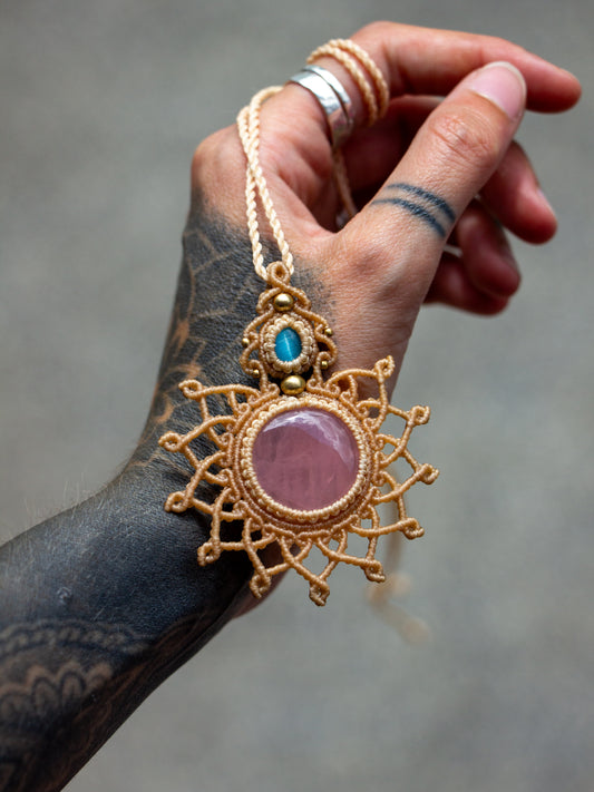 Blue Cat's Eye & Rose Quartz necklace