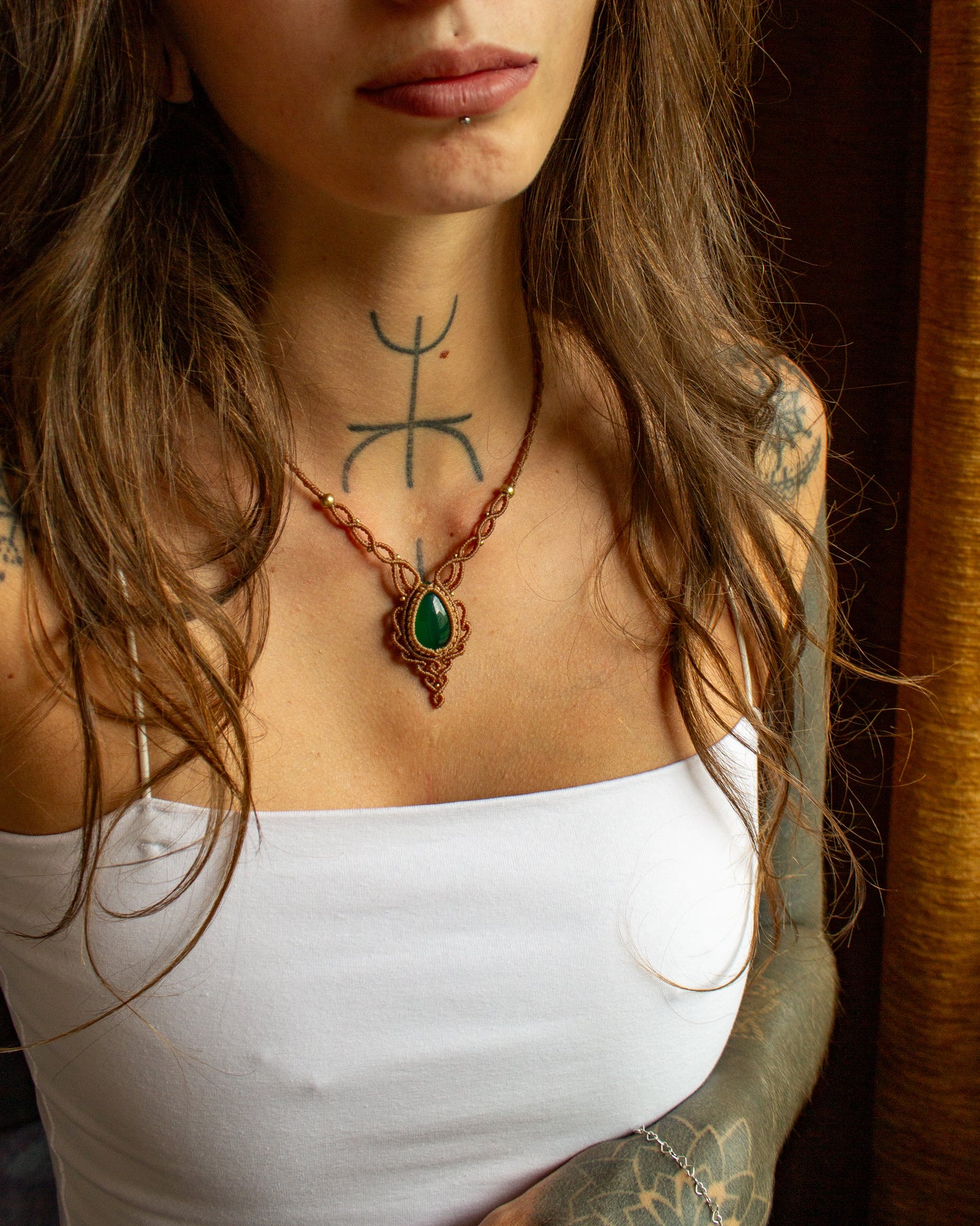 Green Onyx macrame necklace
