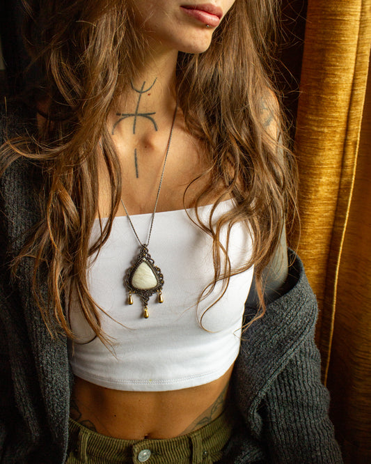 Scolecite macrame necklace