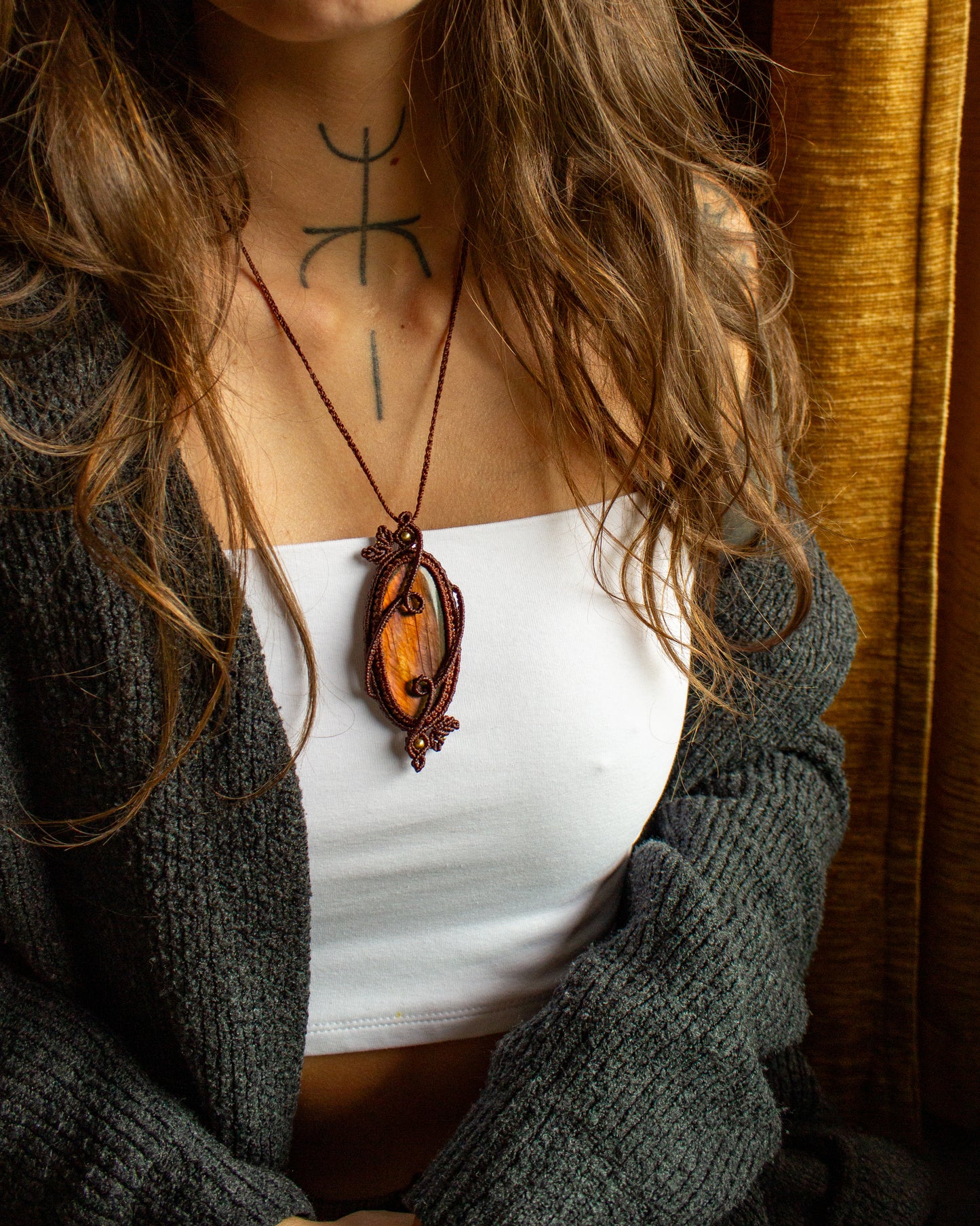 Labradorite macrame necklace