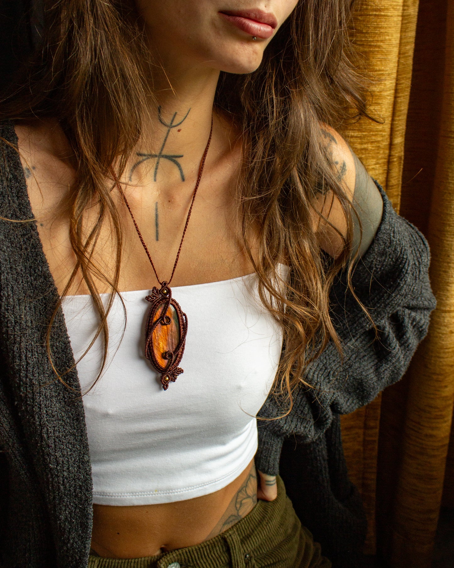 Labradorite macrame necklace
